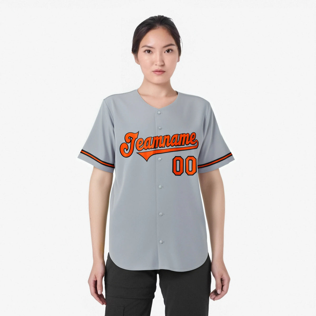 Custom Gray Orange Black Authentic Baseball Jersey