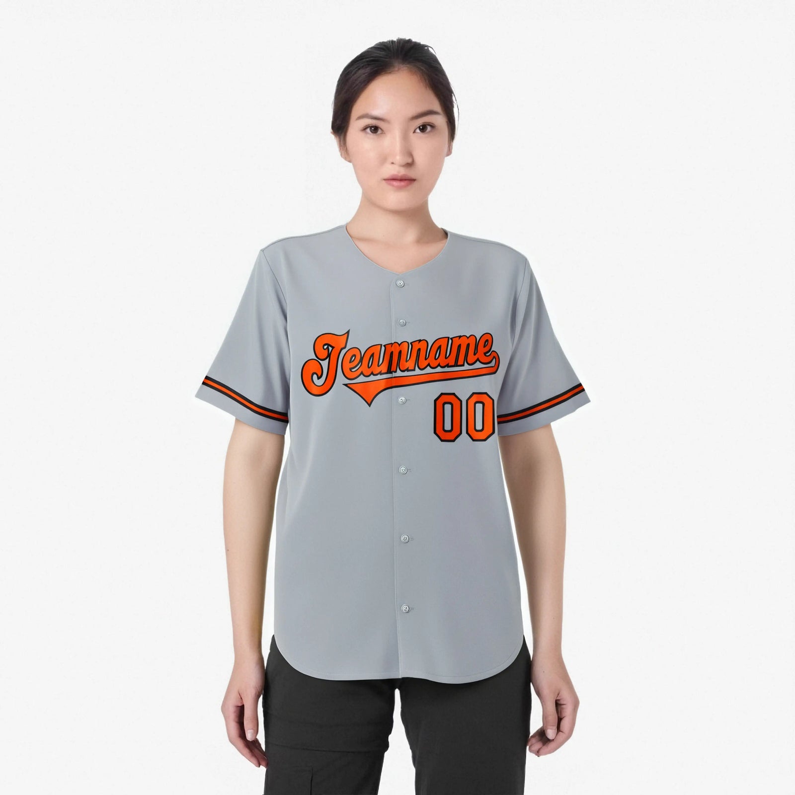 Custom Gray Orange Black Authentic Baseball Jersey