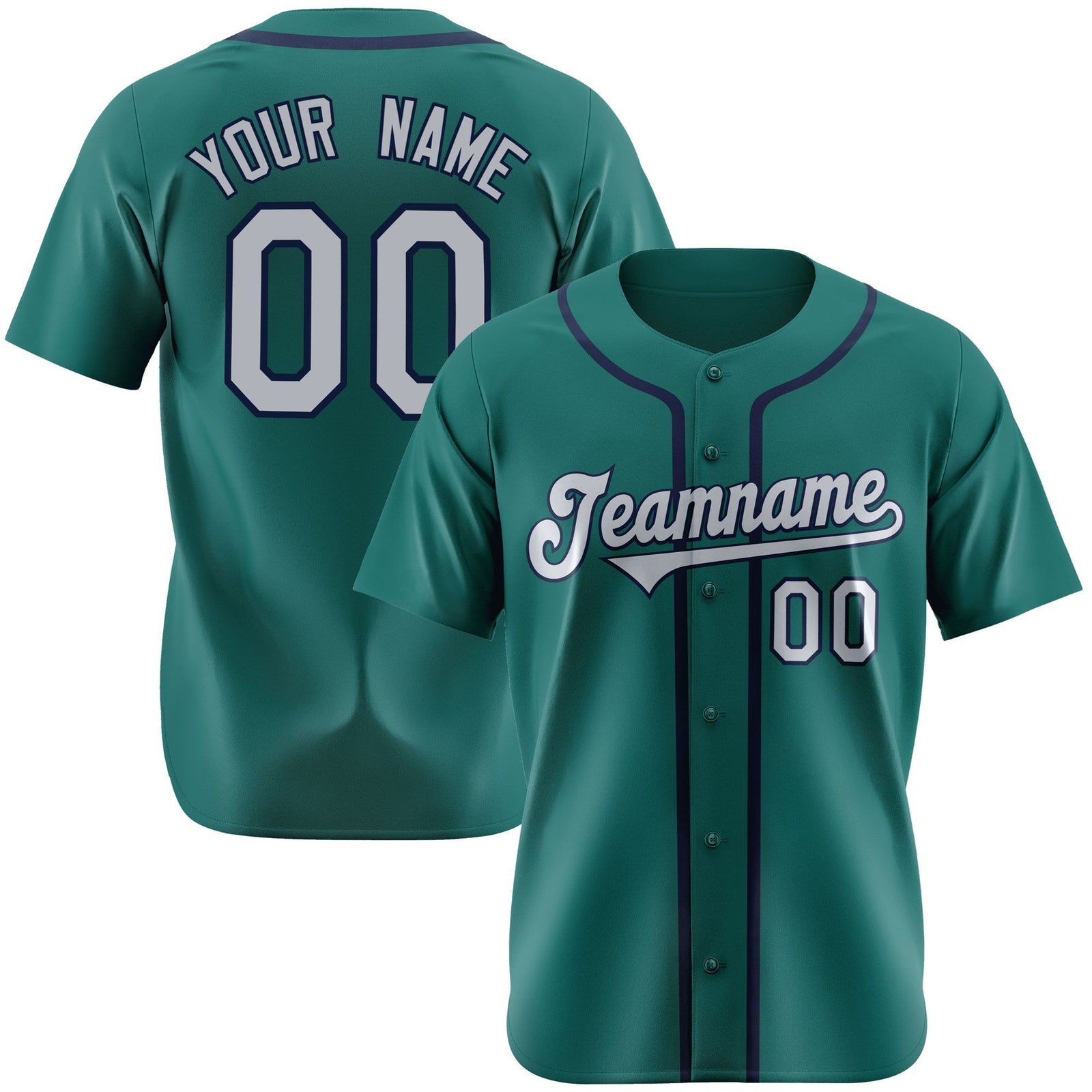 Custom Aqua Gray Navy Authentic Baseball Jersey