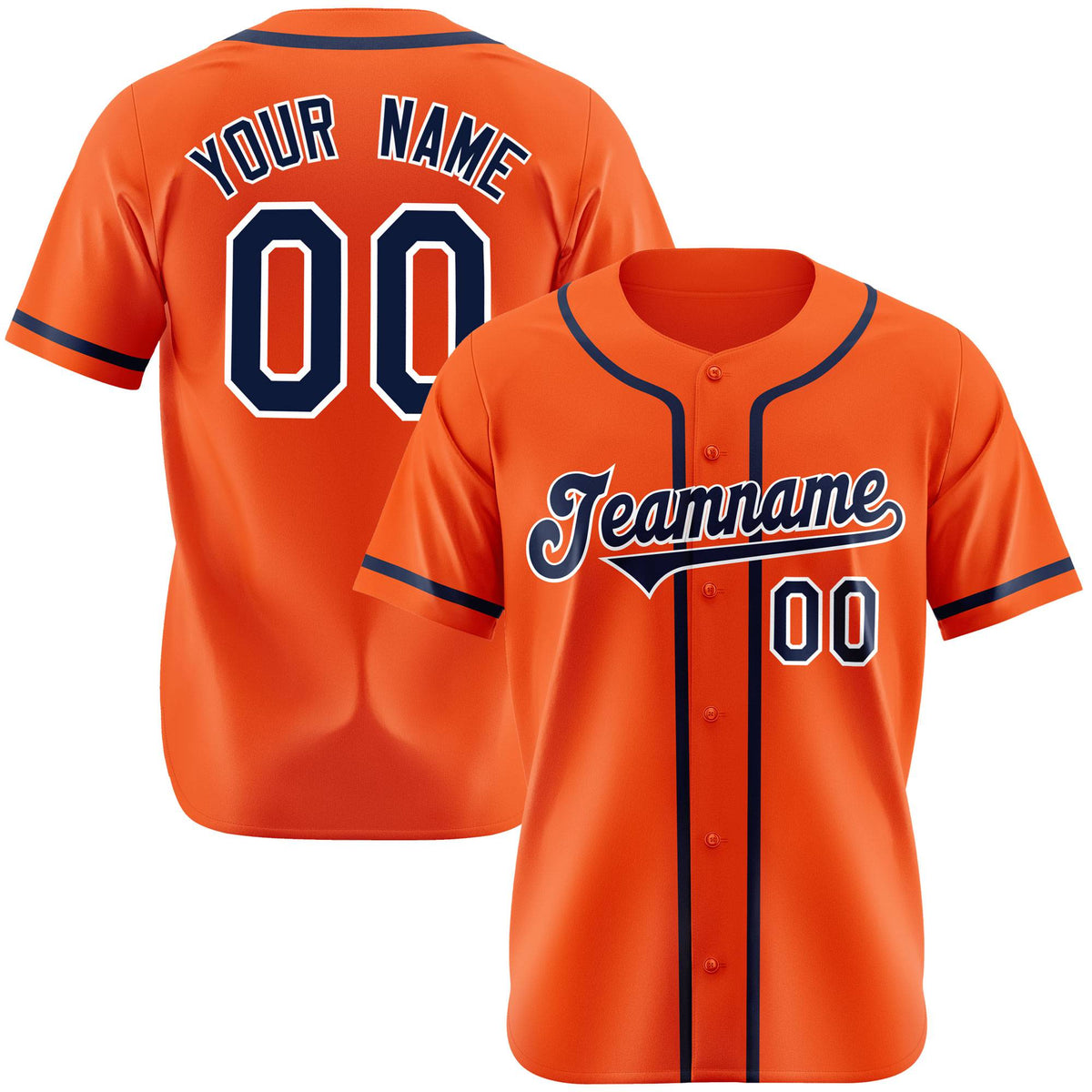 Custom Orange Navy White Authentic Baseball Jersey