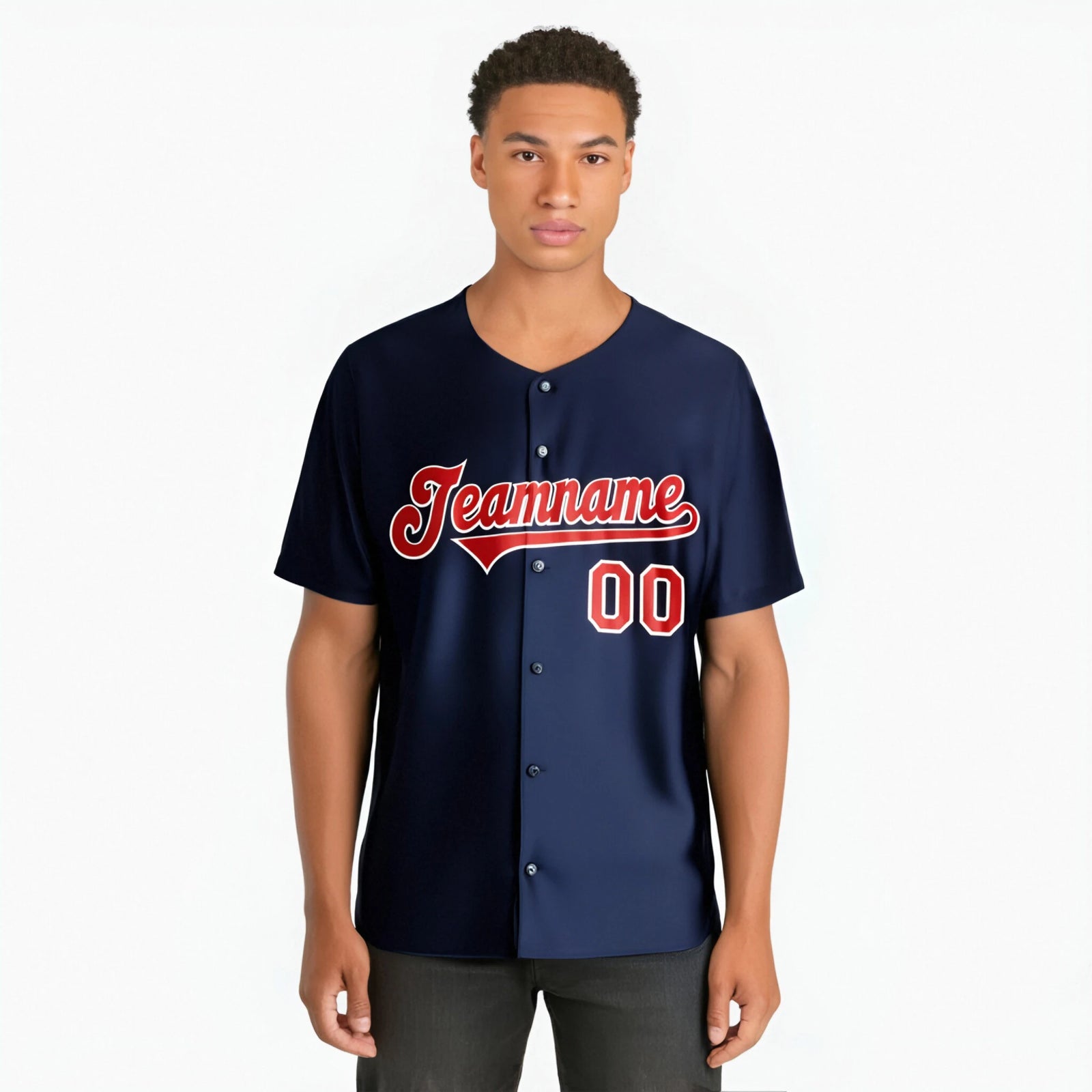 Custom Navy Royal Red Authentic Baseball Jersey
