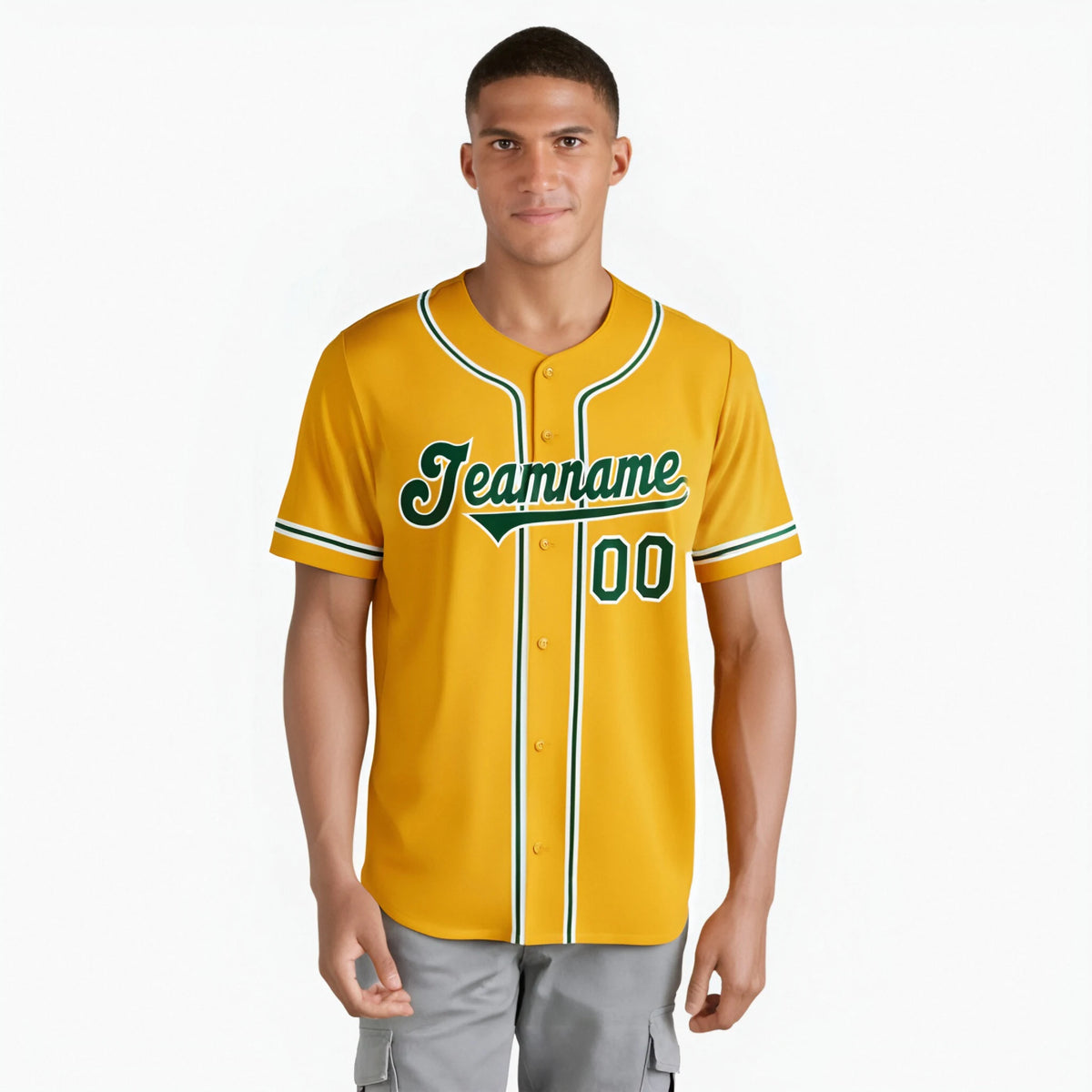 Custom Gold Green Authentic Baseball Jersey