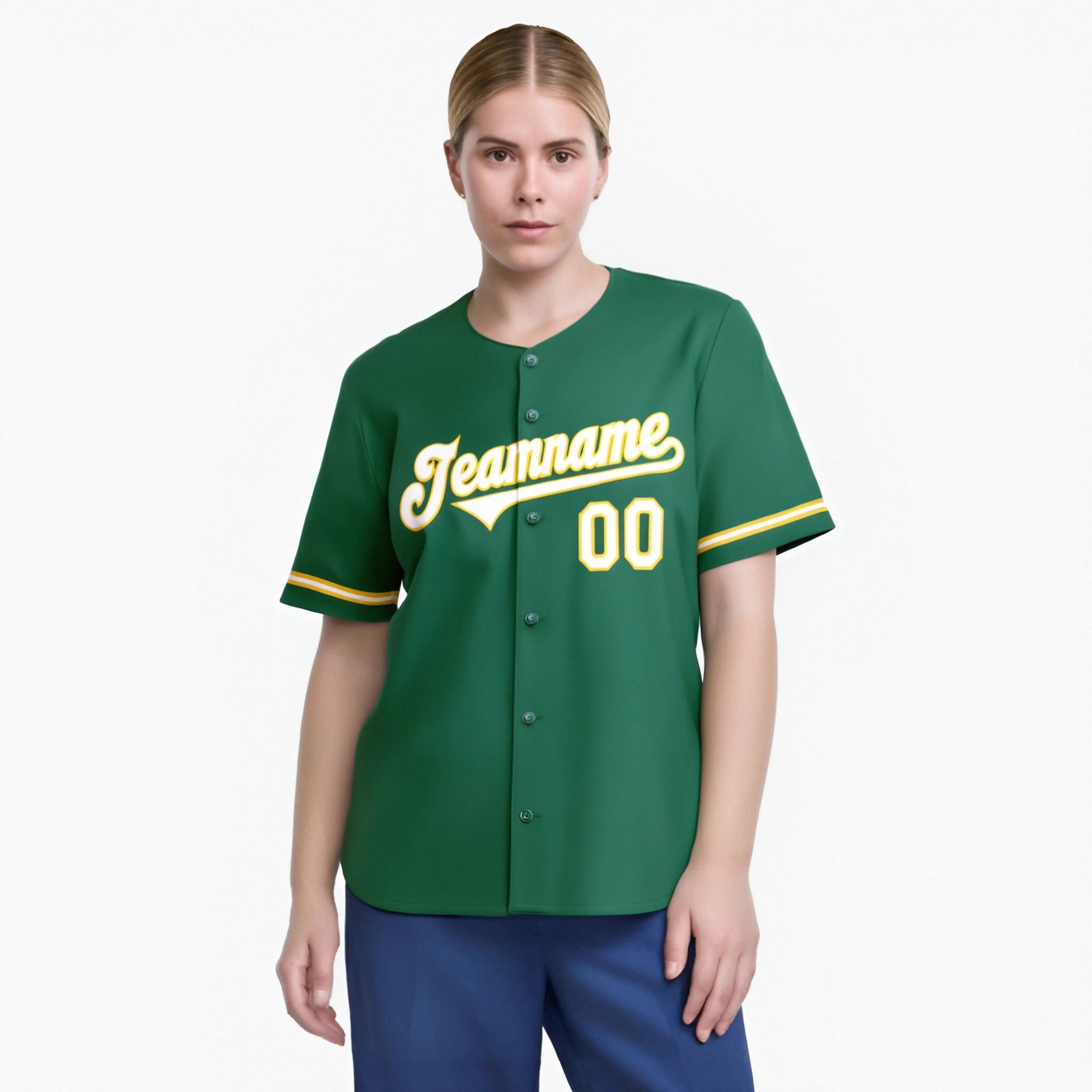 Custom Kelly Green White Gold Authentic Baseball Jersey