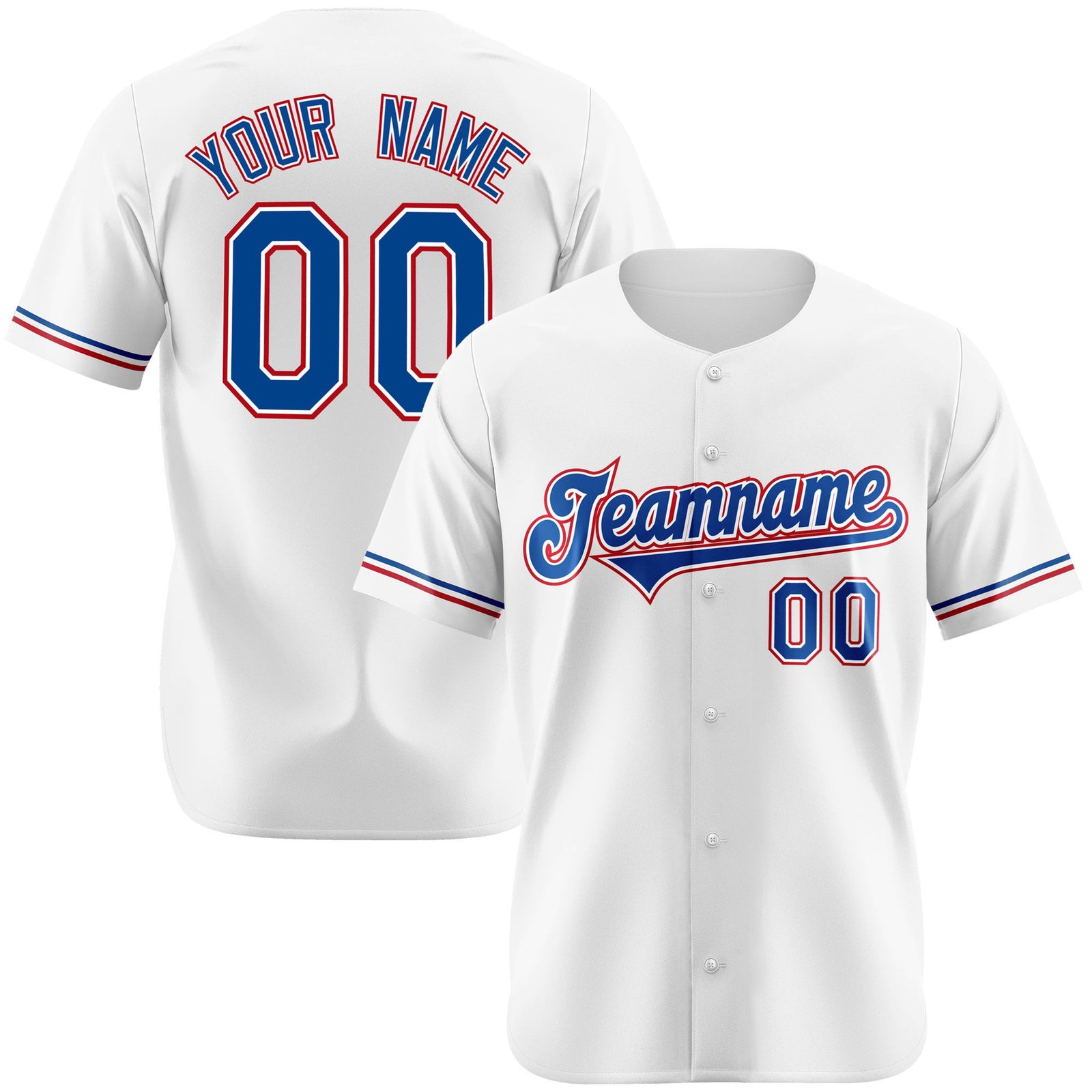 Custom White Blue Red Authentic Baseball Jersey