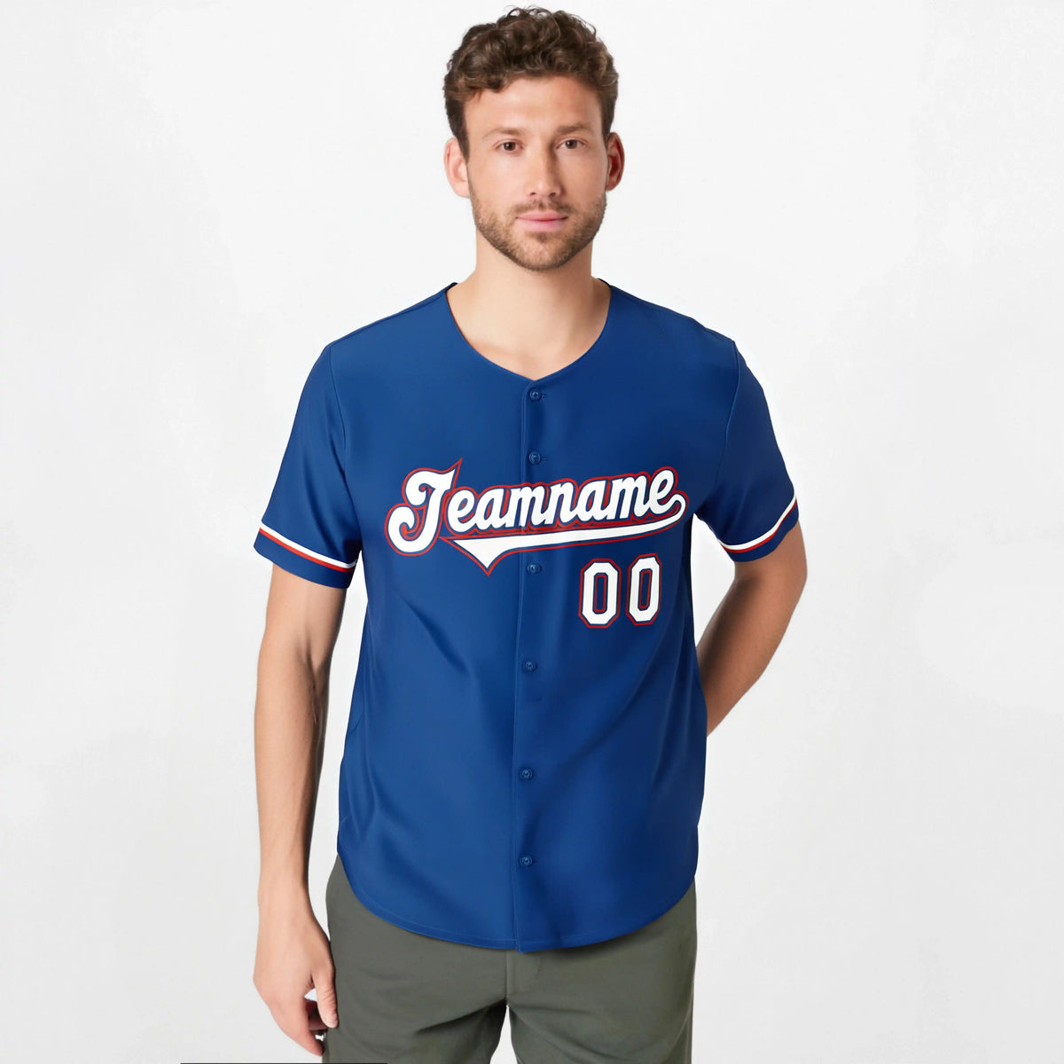 Custom Royal Blue White Red Authentic Baseball Jersey