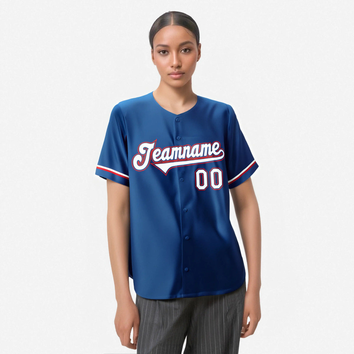 Custom Royal Blue White Red Authentic Baseball Jersey