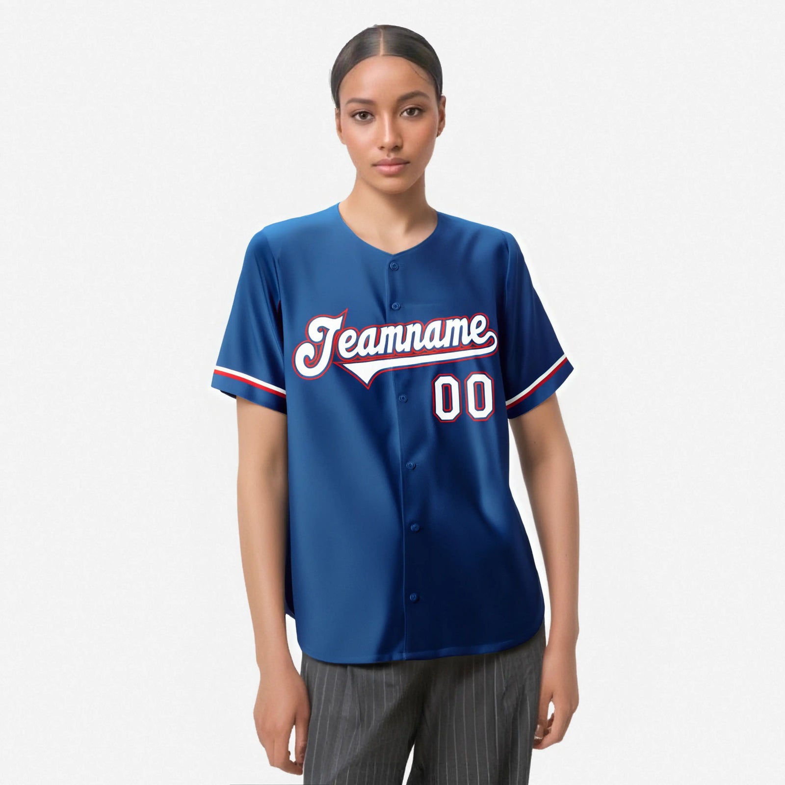 Custom Royal Blue White Red Authentic Baseball Jersey
