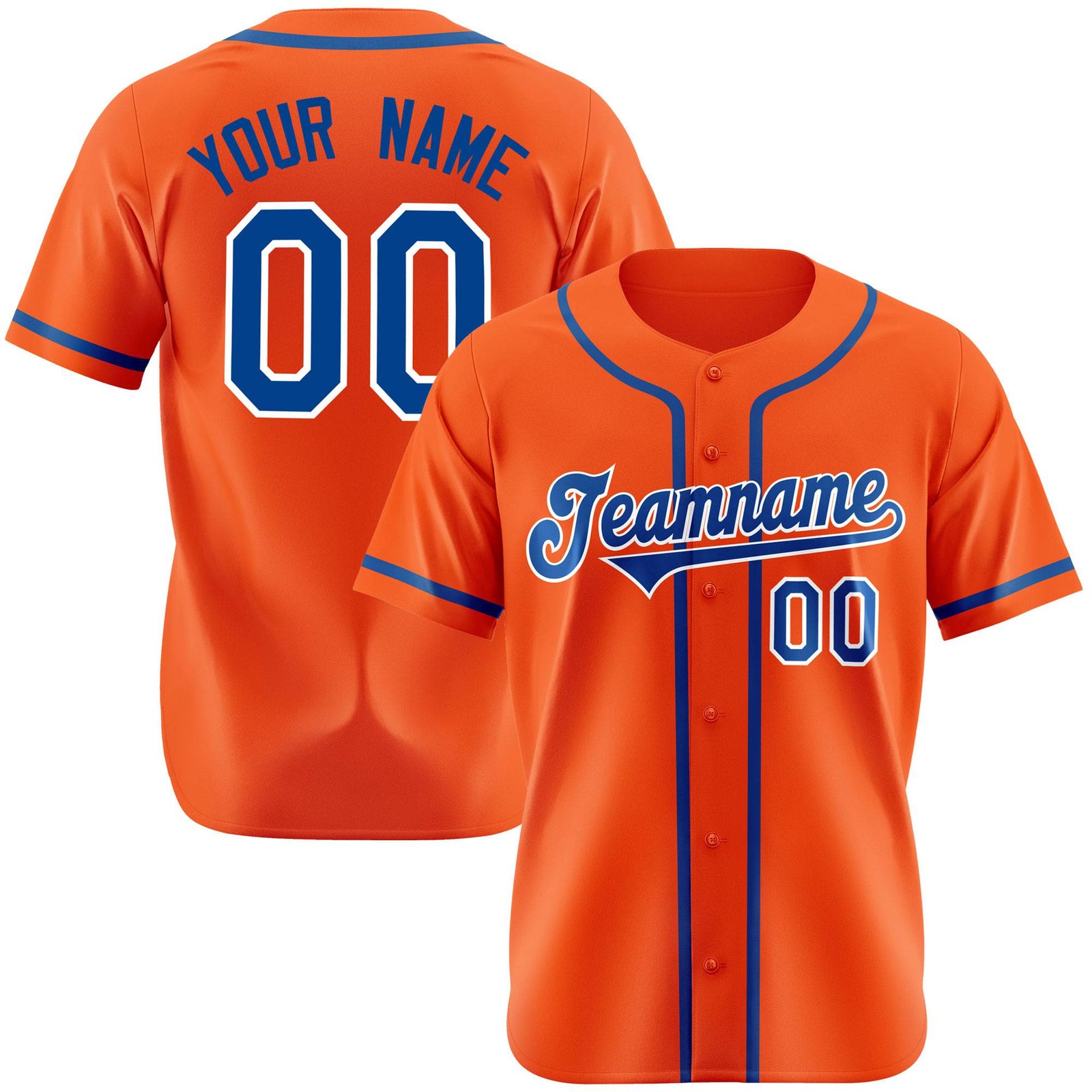 Custom Orange Royal Blue White Authentic Baseball Jersey