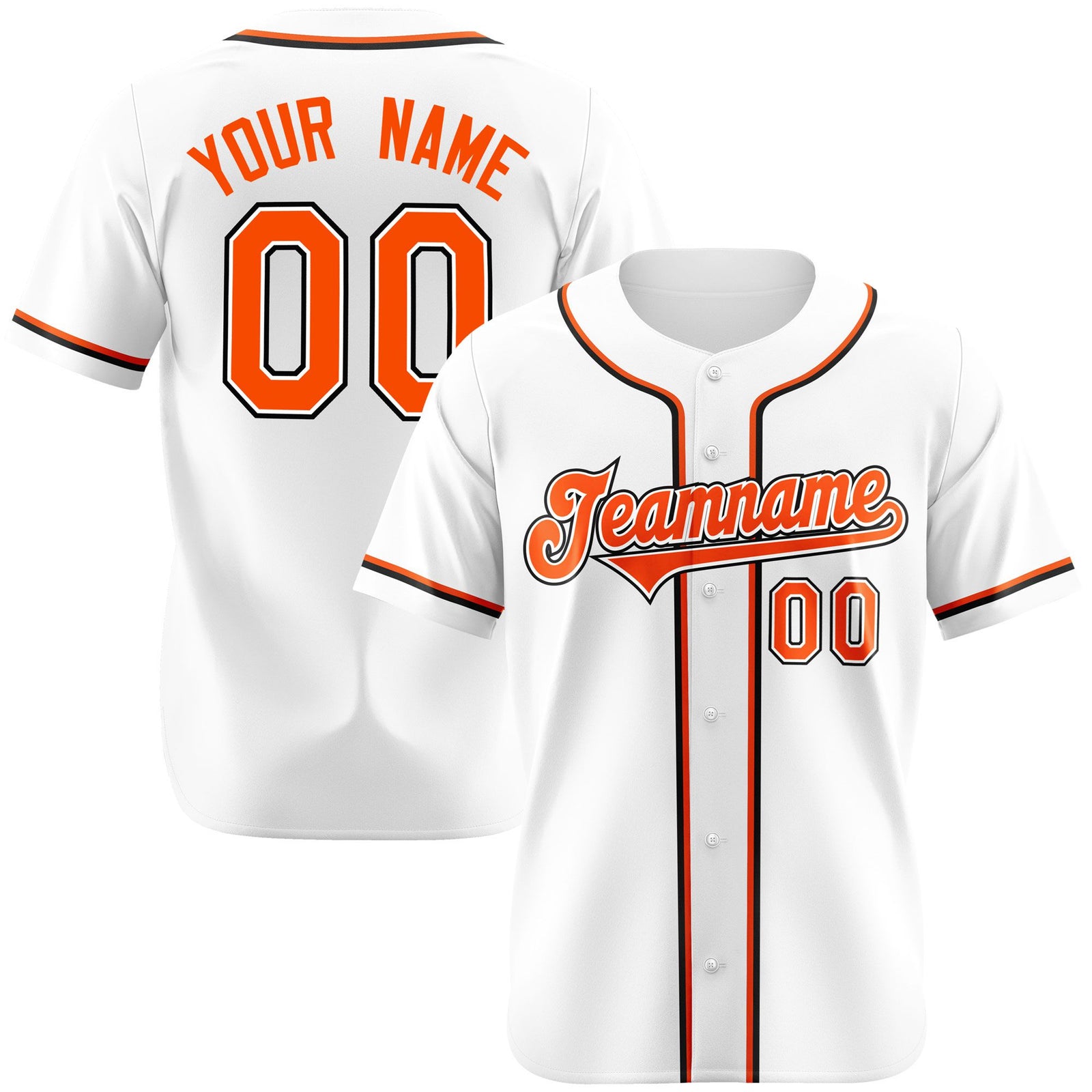 Custom White Orange Black Authentic Baseball Jersey