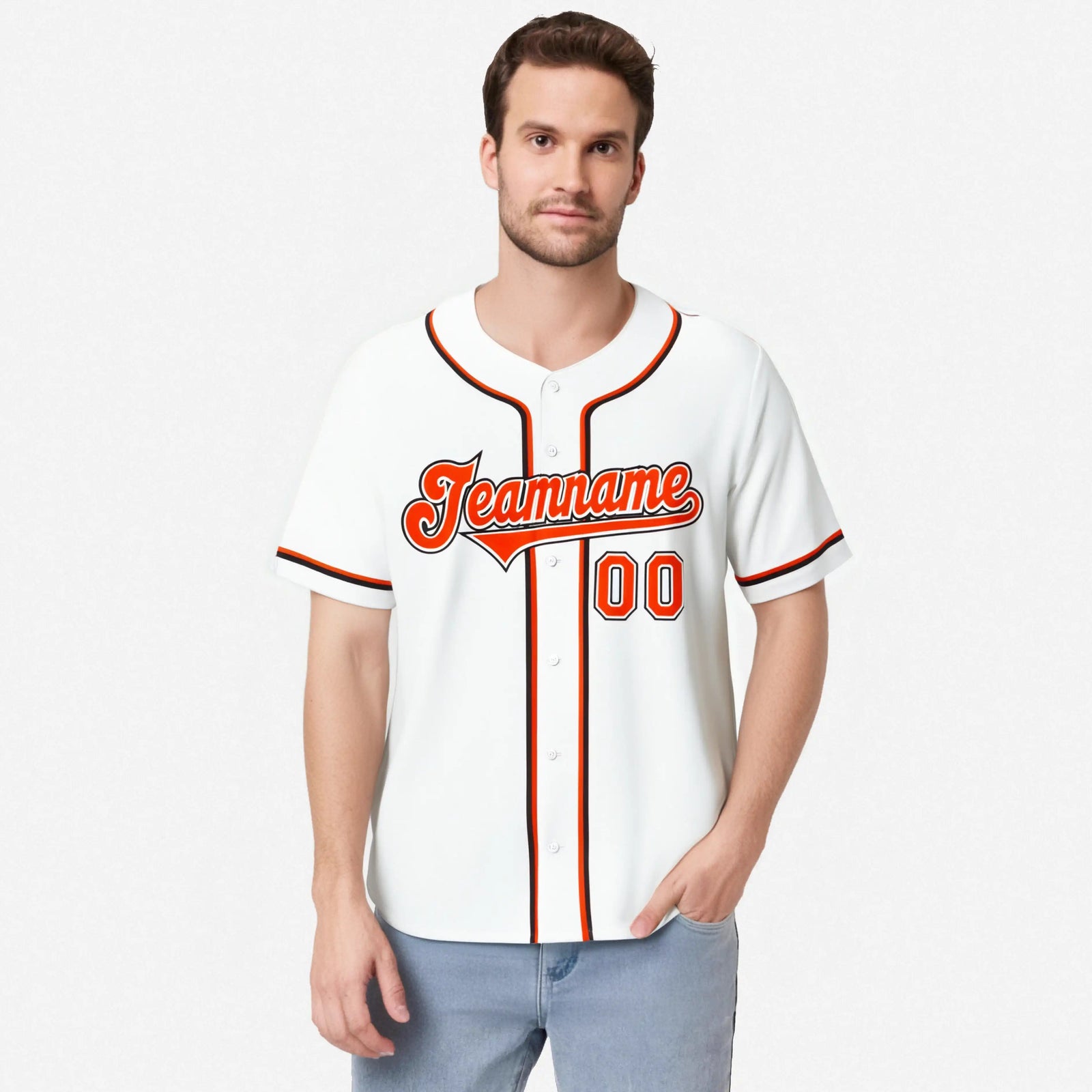 Custom White Orange Black Authentic Baseball Jersey