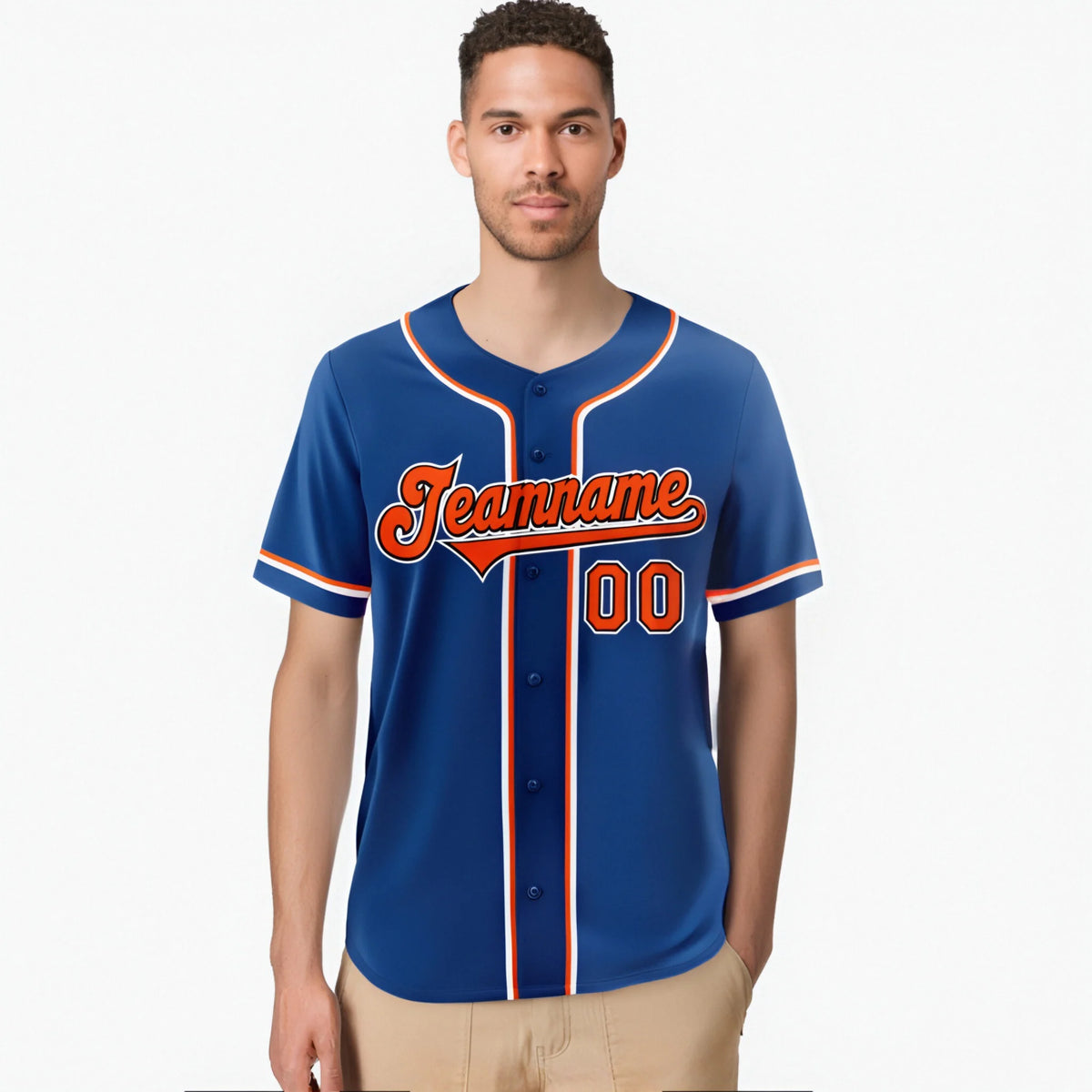 Custom Royal Blue Orange White Authentic Baseball Jersey