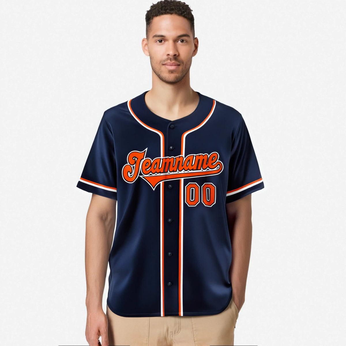 Custom Navy Orange White Authentic Baseball Jersey