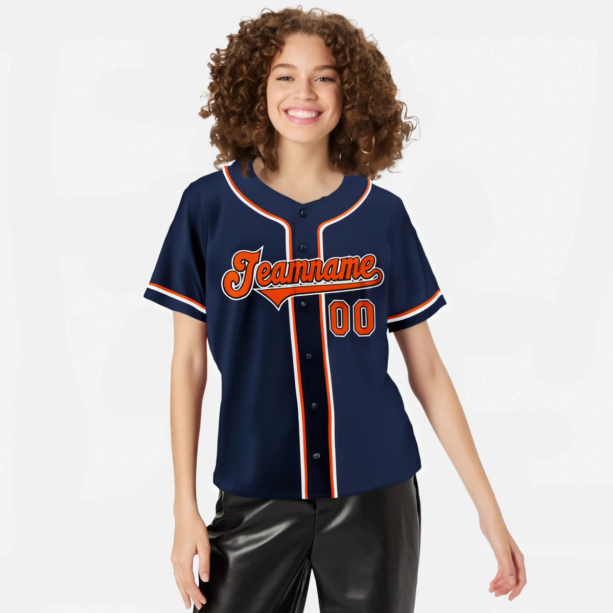 Custom Navy Orange White Authentic Baseball Jersey