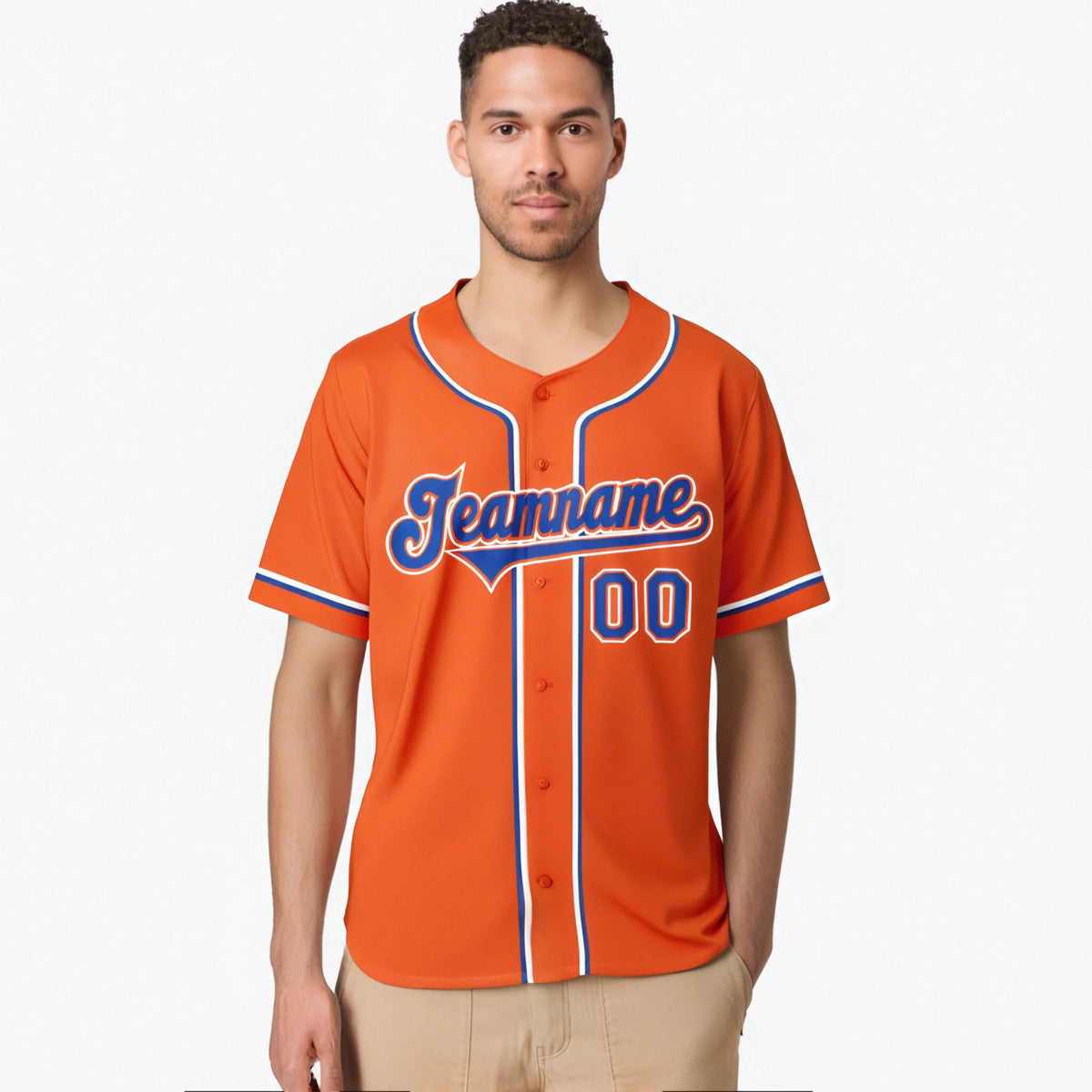 Custom Orange Royal Blue White Authentic Baseball Jersey