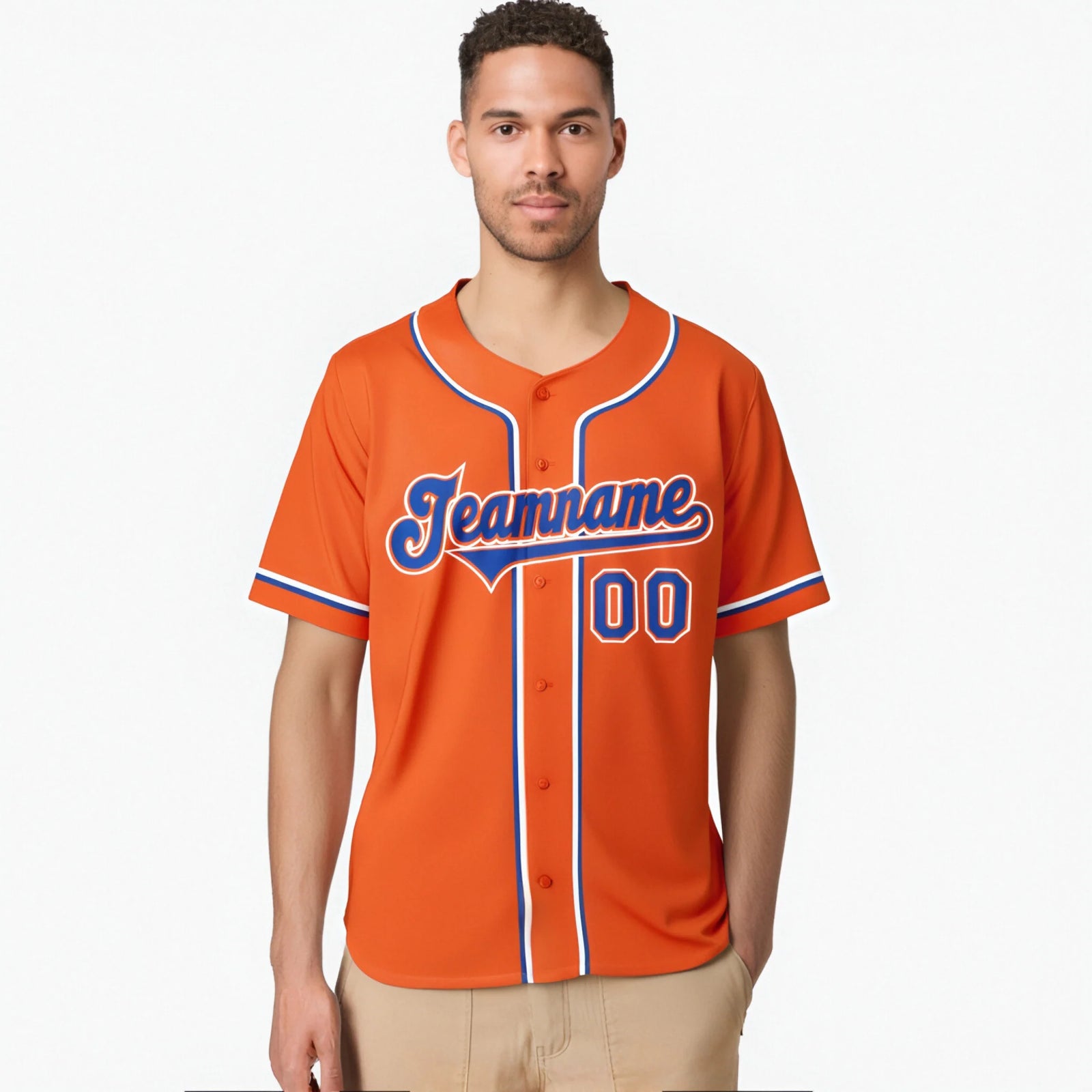 Custom Orange Royal Blue White Authentic Baseball Jersey