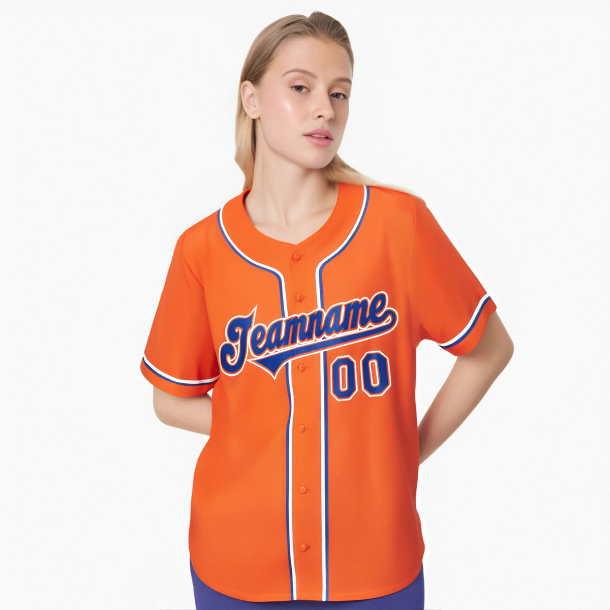 Custom Orange Royal Blue White Authentic Baseball Jersey