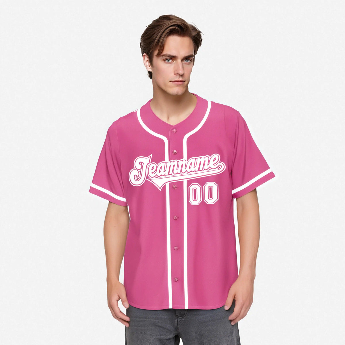 Custom Pink White Authentic Baseball Jersey