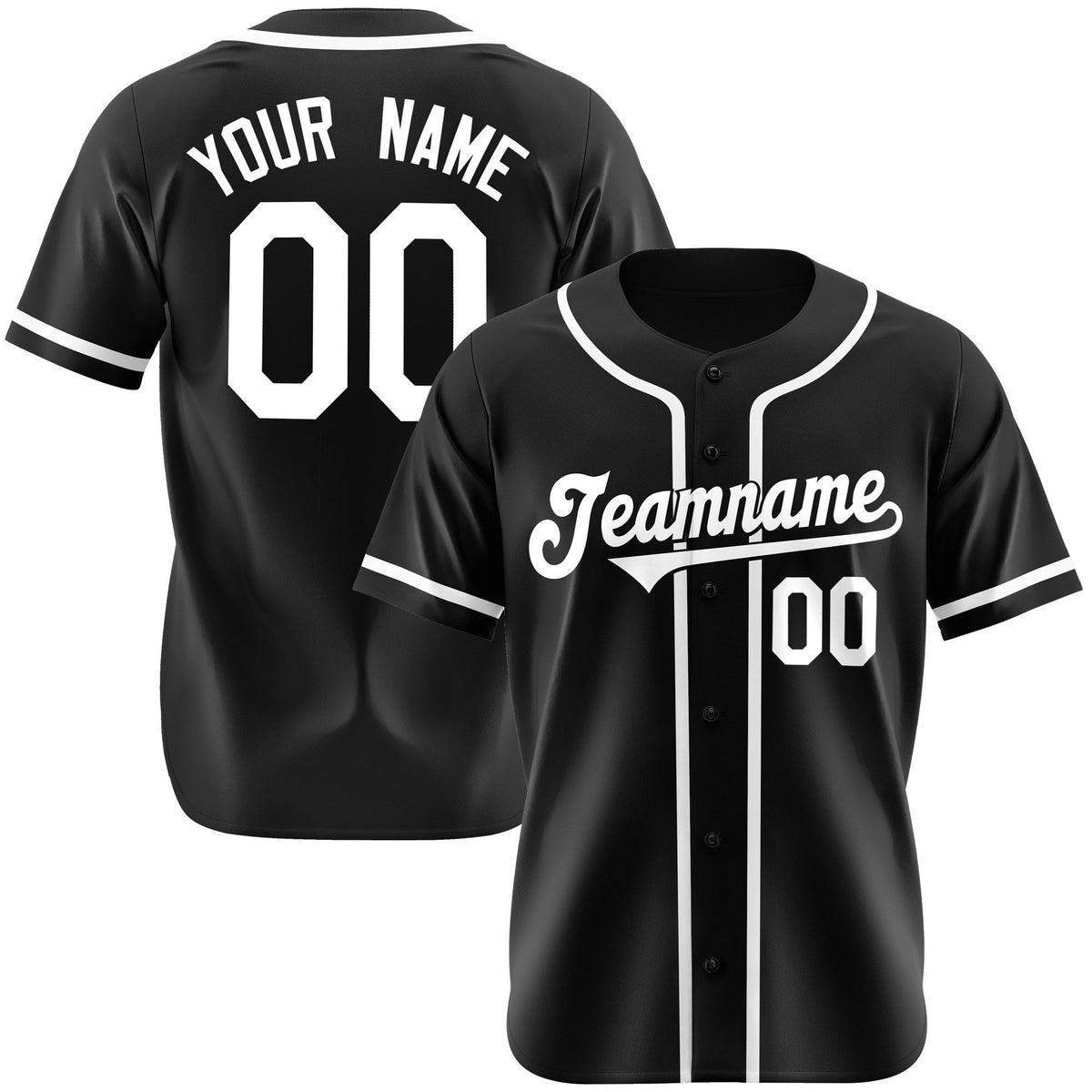 Custom Black White Authentic Baseball Jersey