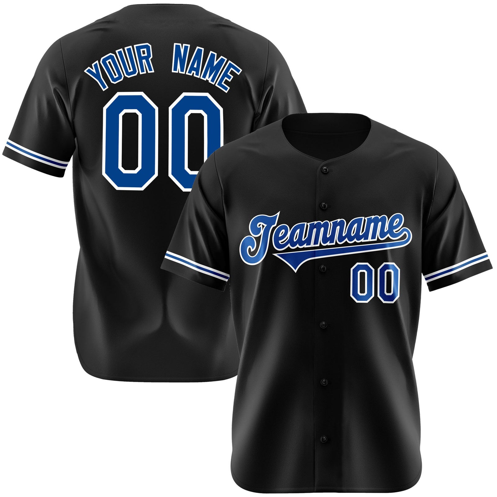 Custom Black Blue White Authentic Baseball Jersey
