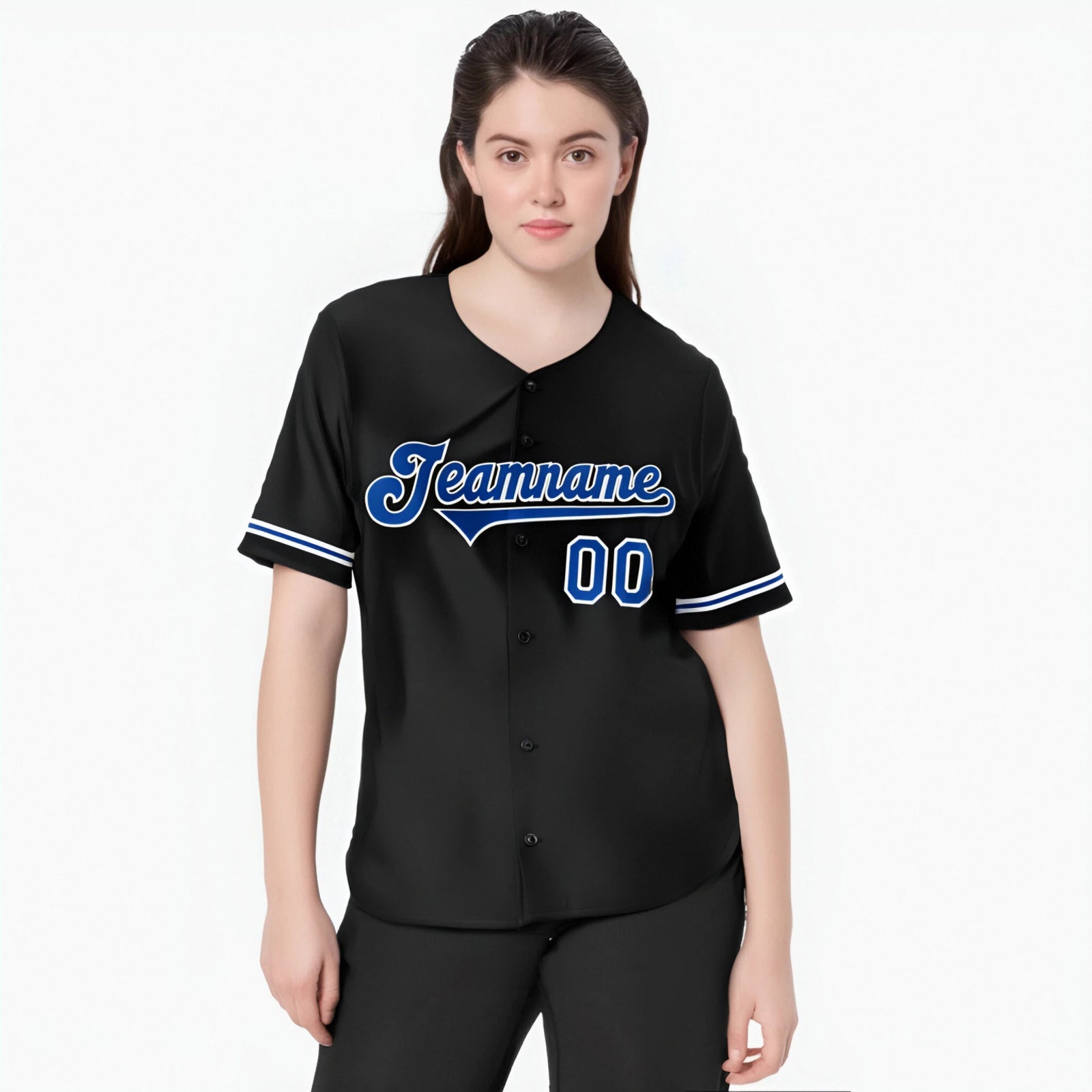 Custom Black Blue White Authentic Baseball Jersey