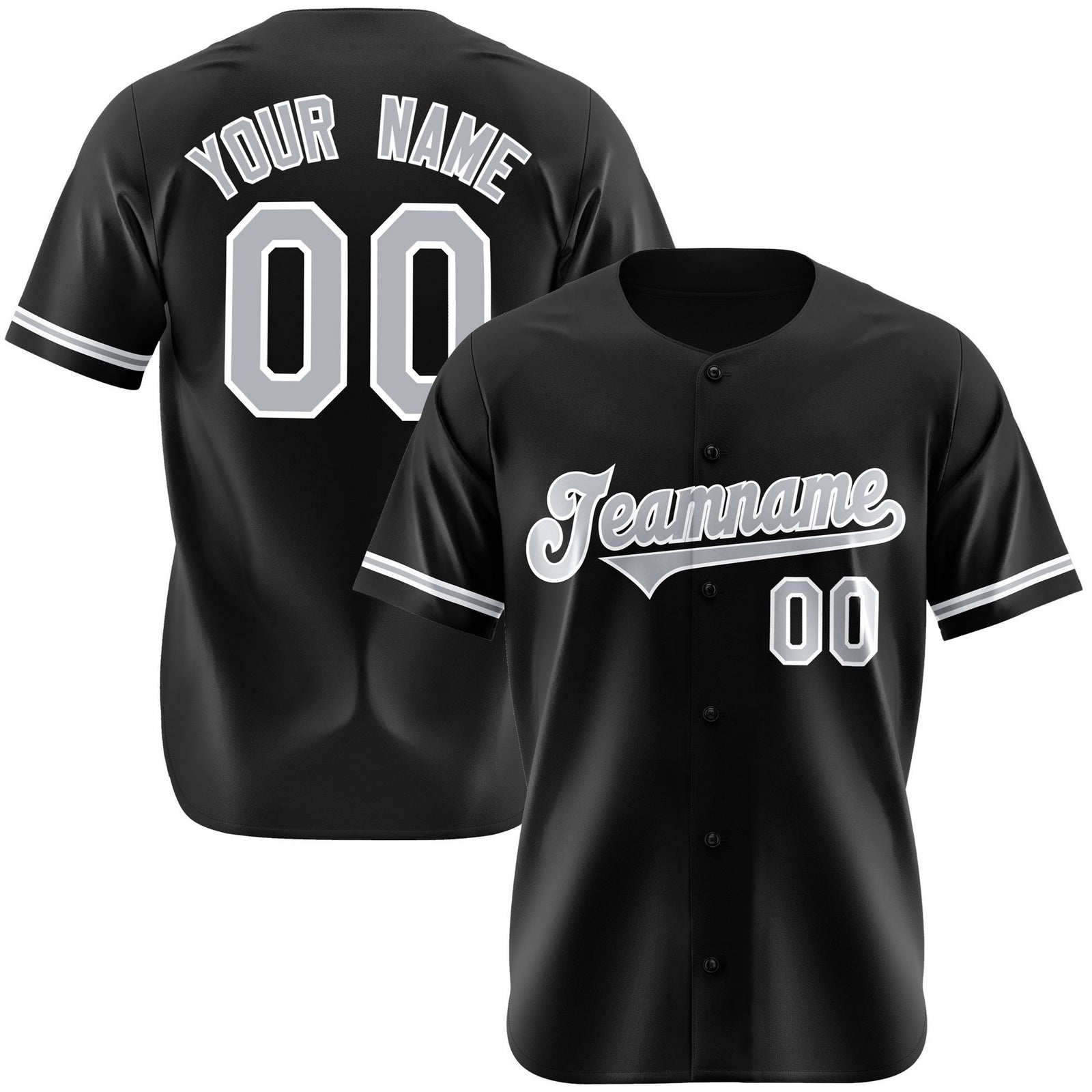 Custom Black Gray White Authentic Baseball Jersey
