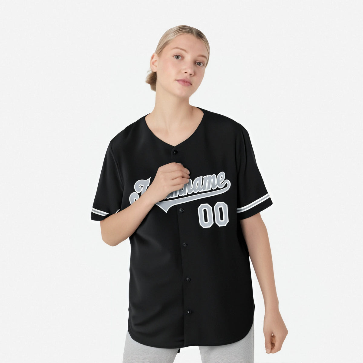 Custom Black Gray White Authentic Baseball Jersey