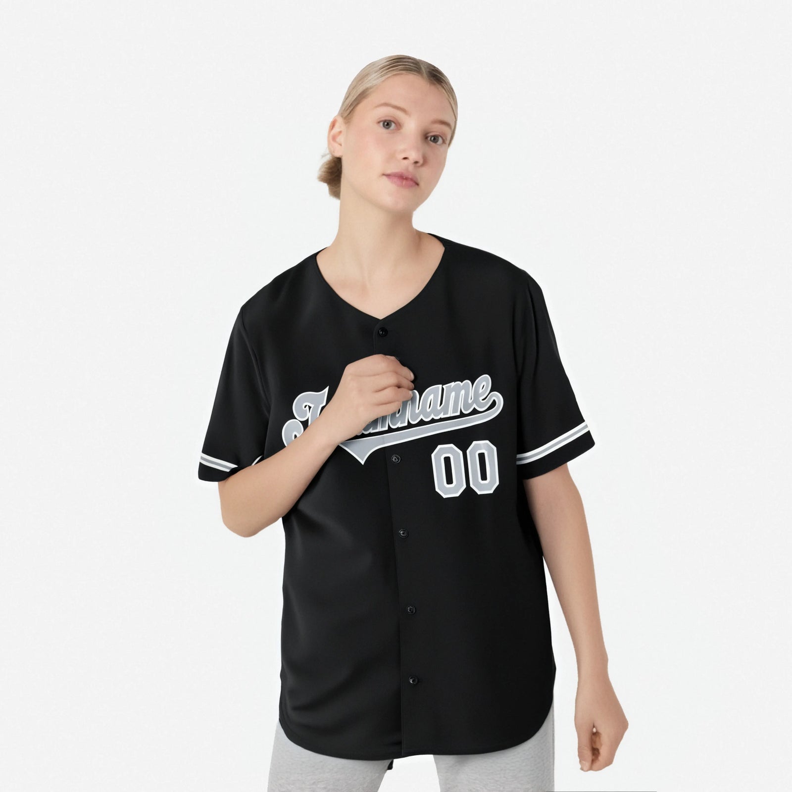 Custom Black Gray White Authentic Baseball Jersey