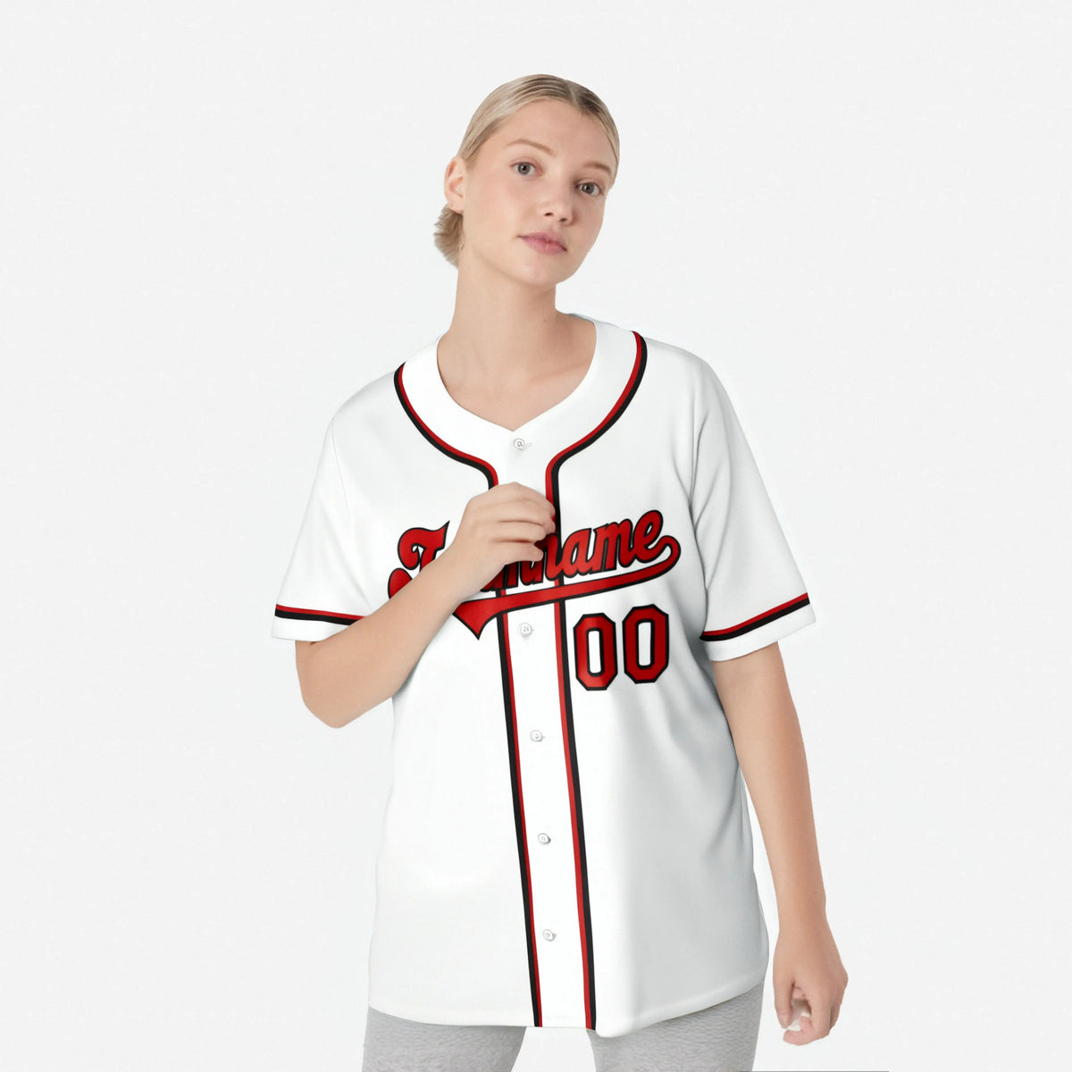 Custom White Red Black Authentic Baseball Jersey