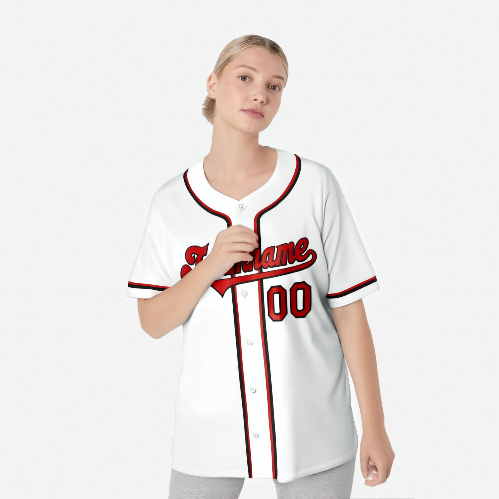 Custom White Red Black Authentic Baseball Jersey