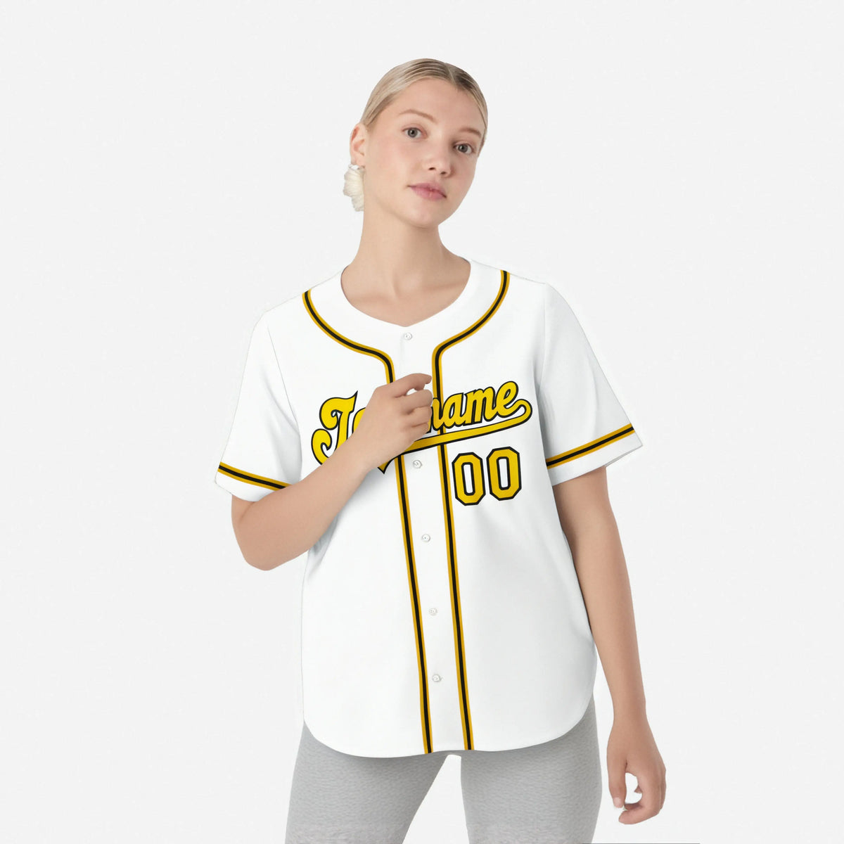 Custom White Yellow Black Authentic Baseball Jersey