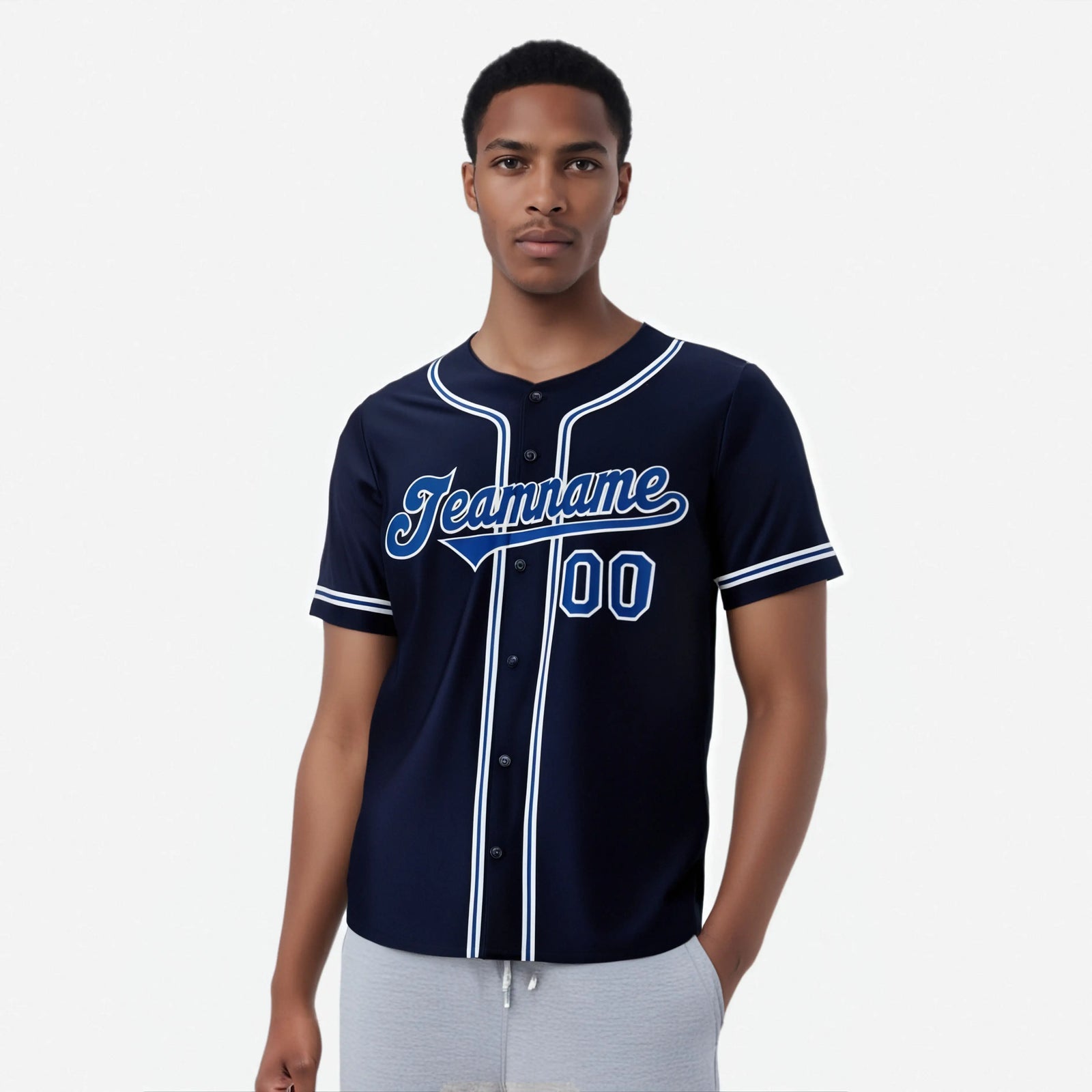 Custom Navy Blue White Authentic Baseball Jersey
