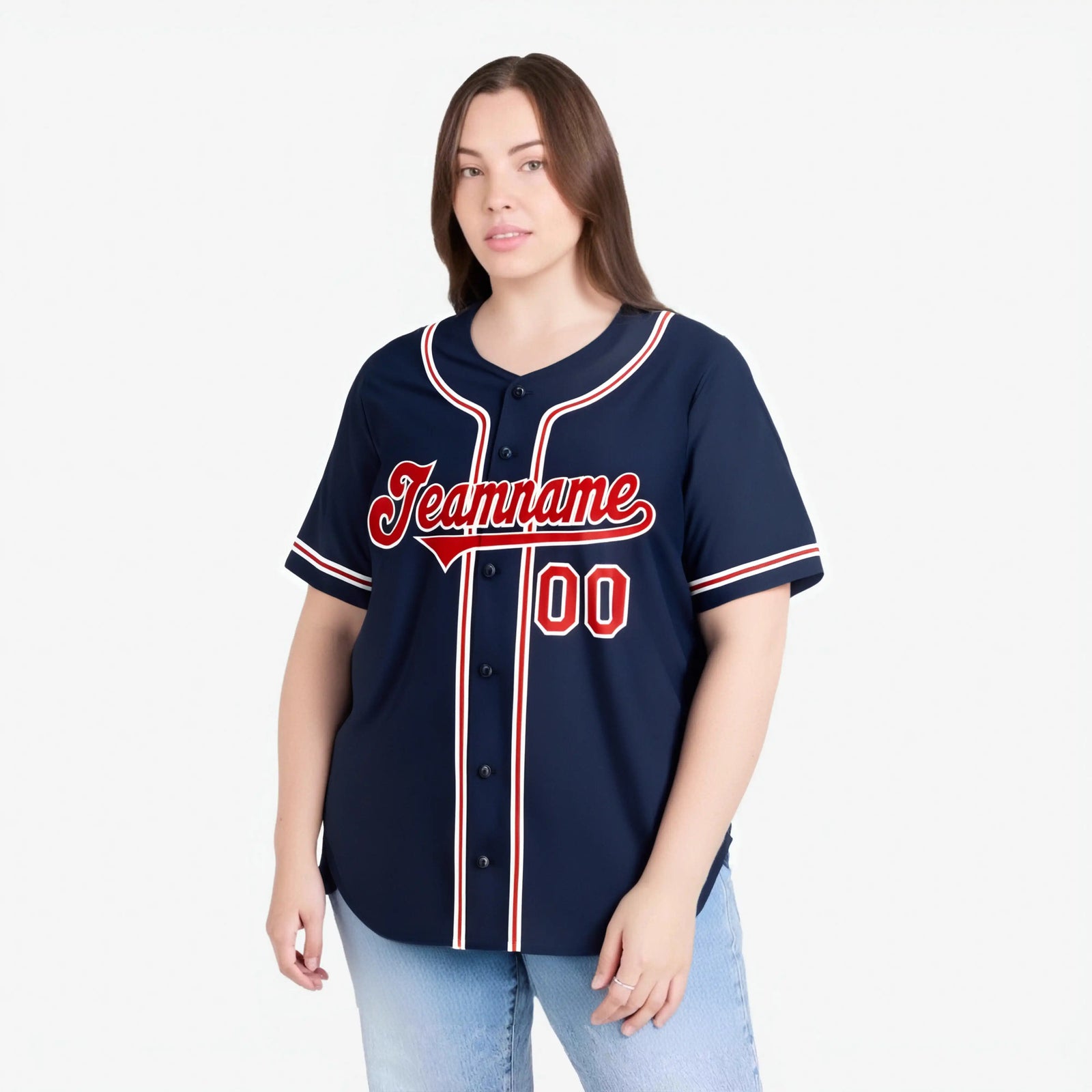 Custom Navy Red White Authentic Baseball Jersey