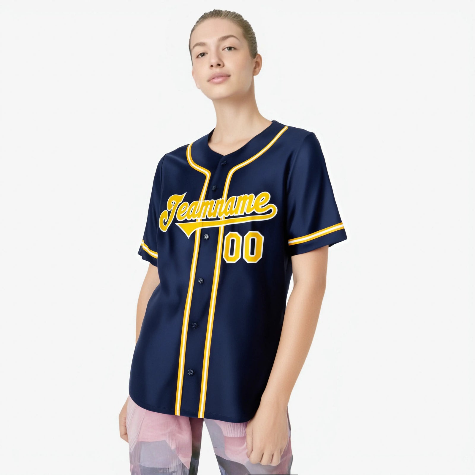 Custom Navy Yellow White Authentic Baseball Jersey