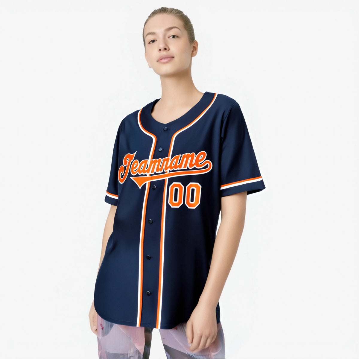 Custom Navy Orange White Authentic Baseball Jersey