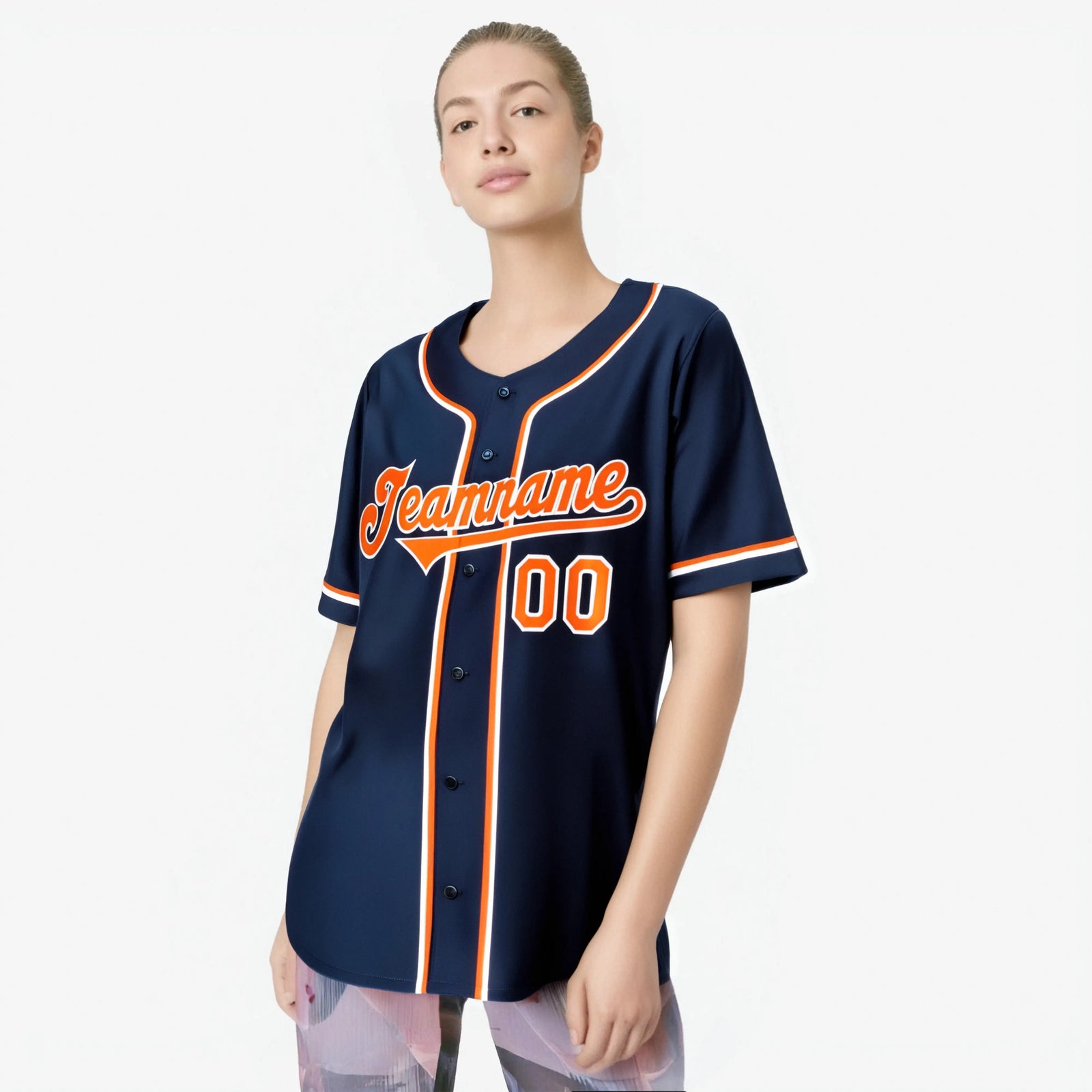 Custom Navy Orange White Authentic Baseball Jersey