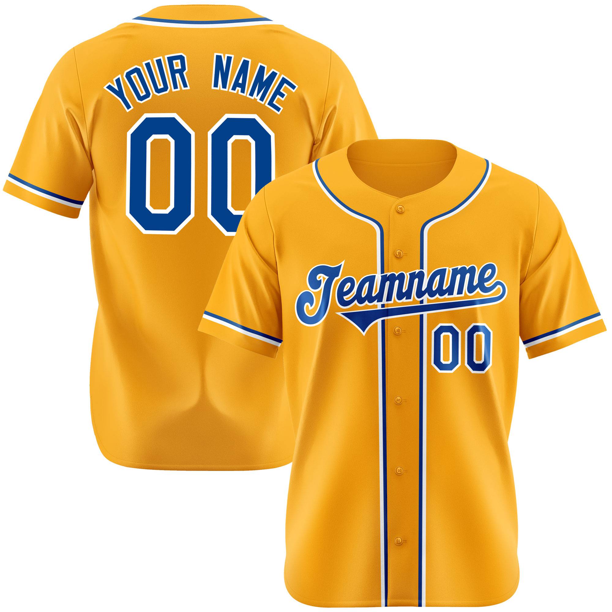 Custom Gold Blue White Authentic Baseball Jersey