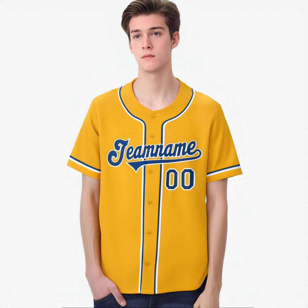 Custom Gold Blue White Authentic Baseball Jersey