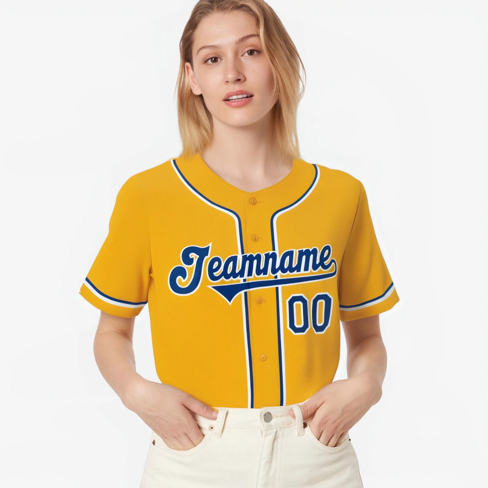Custom Gold Blue White Authentic Baseball Jersey