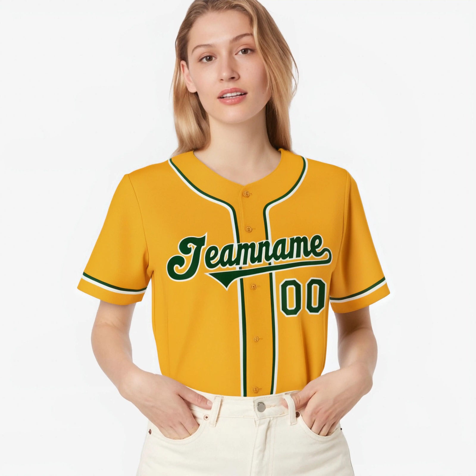 Custom Gold Green White Authentic Baseball Jersey
