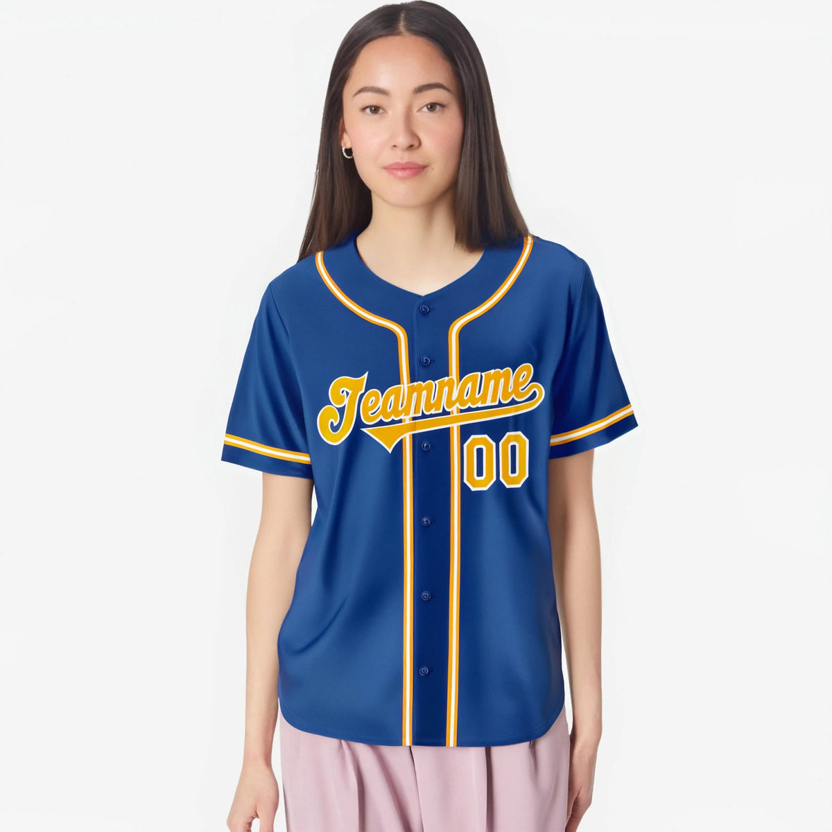 Custom Royal Blue Yellow White Authentic Baseball Jersey