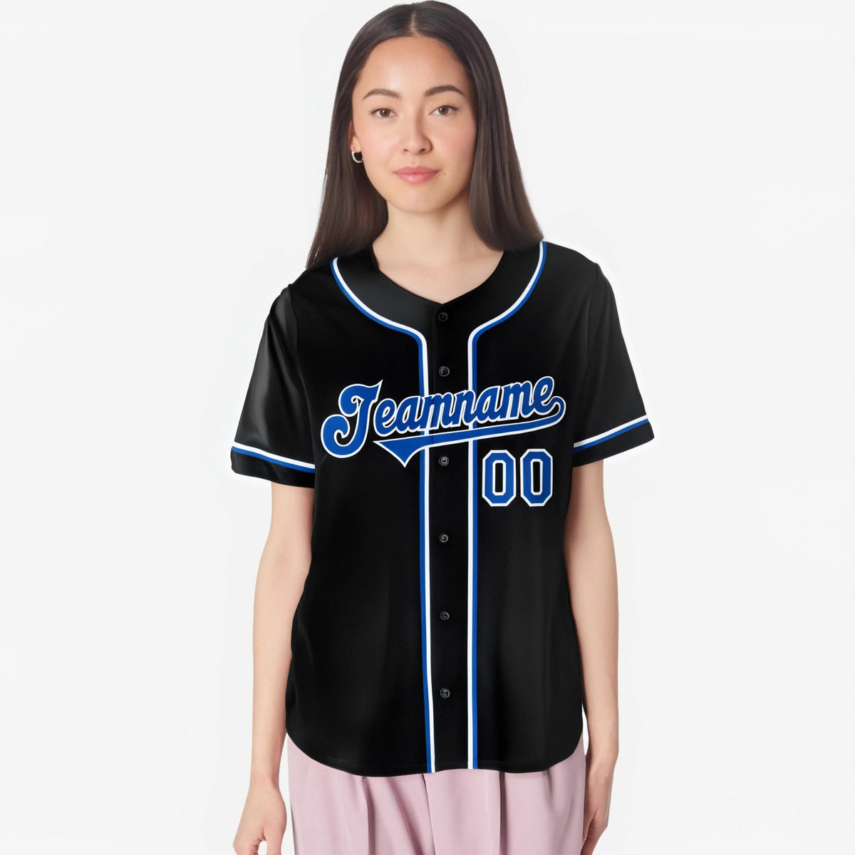 Custom Black Blue White Authentic Baseball Jersey