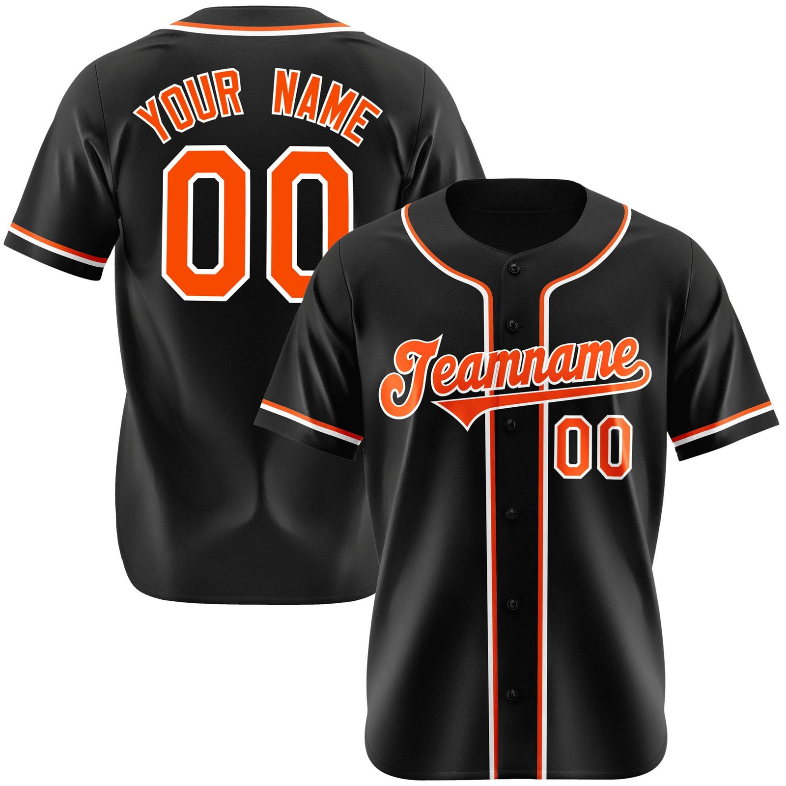 Custom Black Orange White Authentic Baseball Jersey