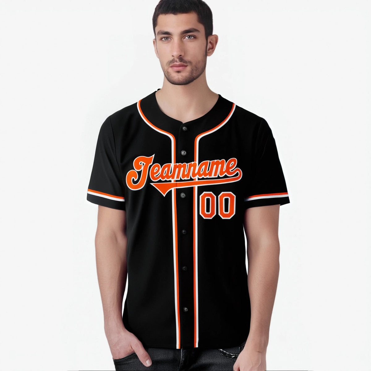 Custom Black Orange White Authentic Baseball Jersey