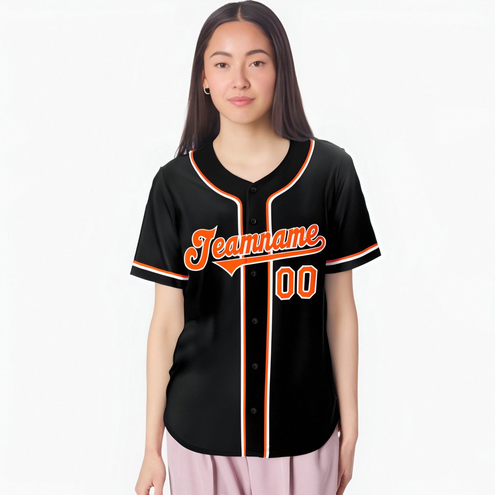 Custom Black Orange White Authentic Baseball Jersey