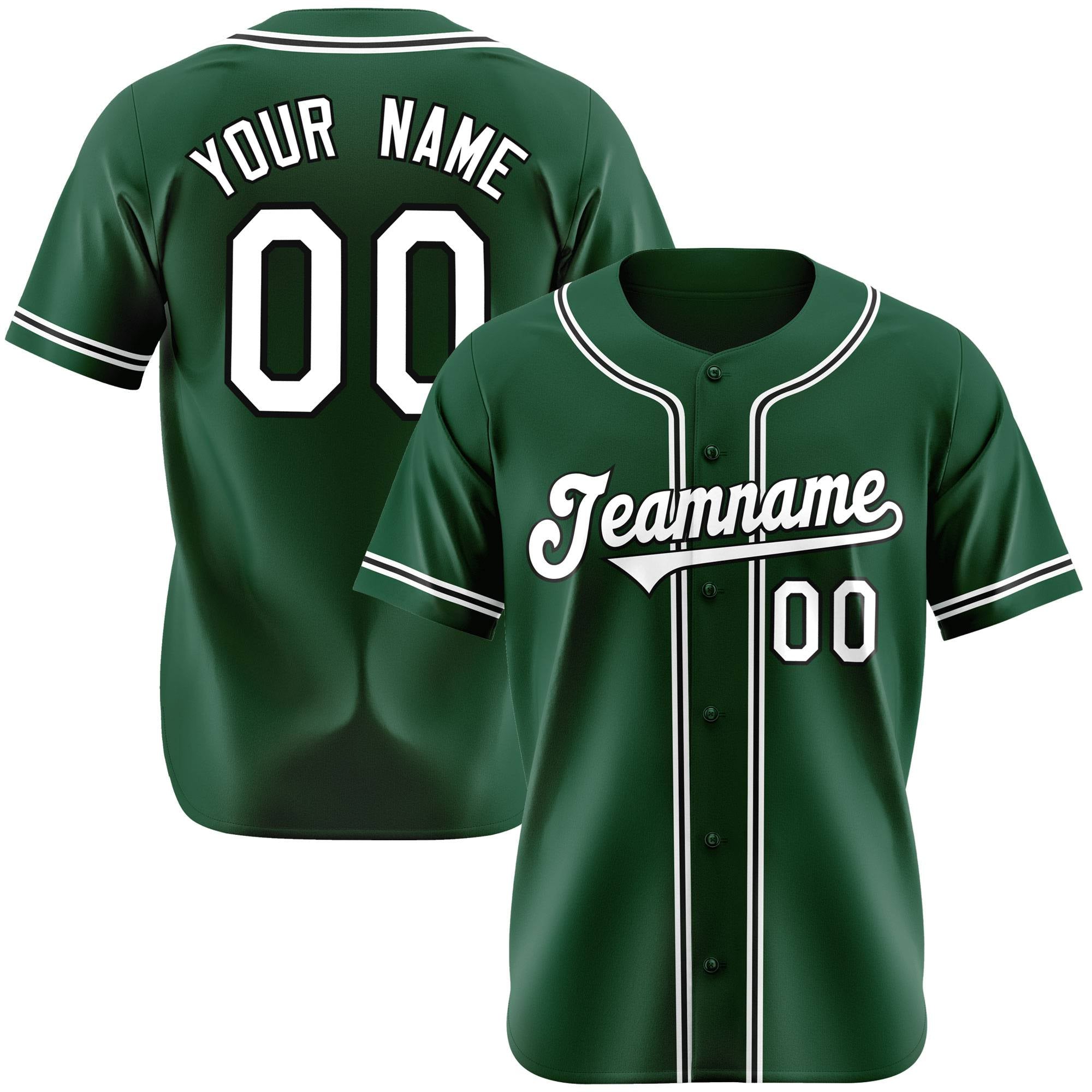 Custom Green White Black Authentic Baseball Jersey