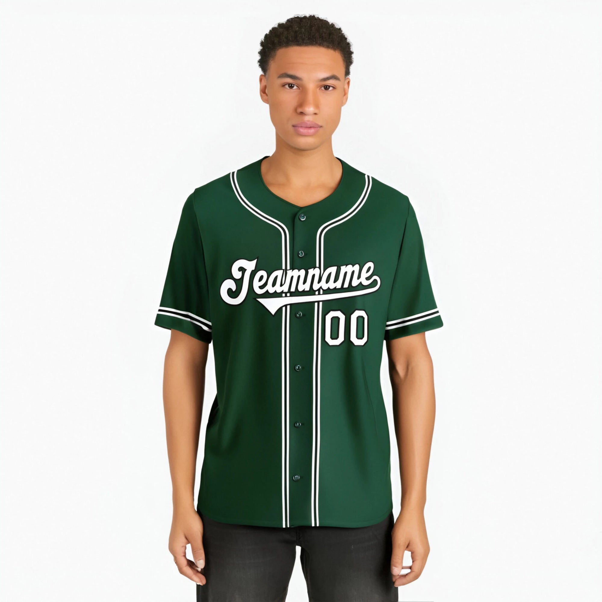 Custom Green White Black Authentic Baseball Jersey