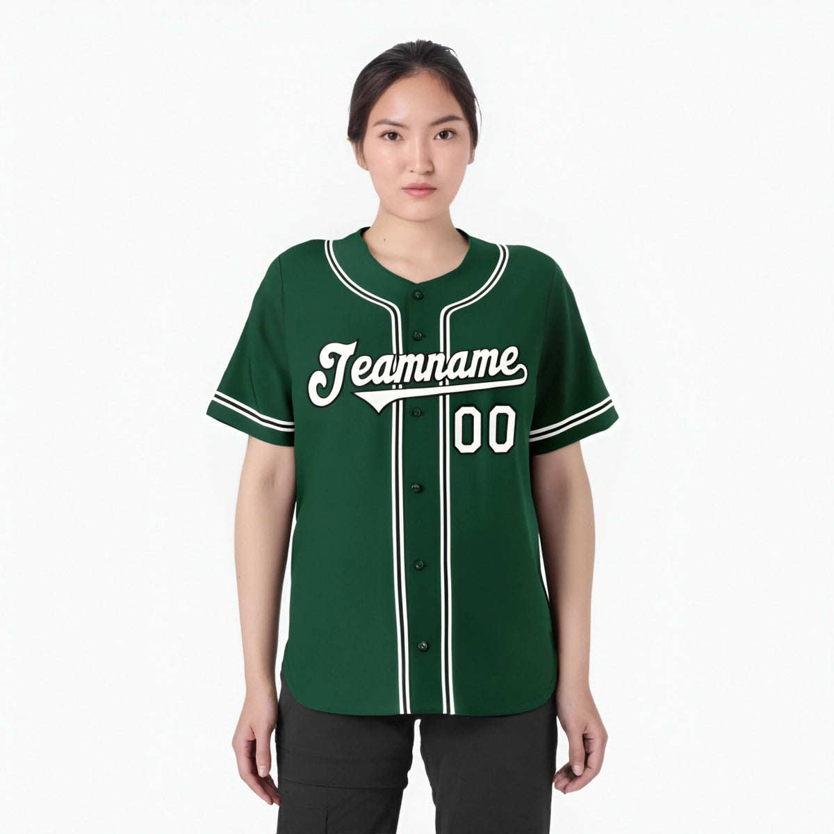Custom Green White Black Authentic Baseball Jersey