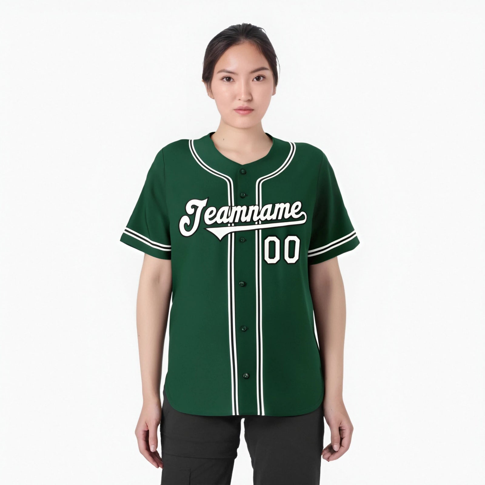 Custom Green White Black Authentic Baseball Jersey