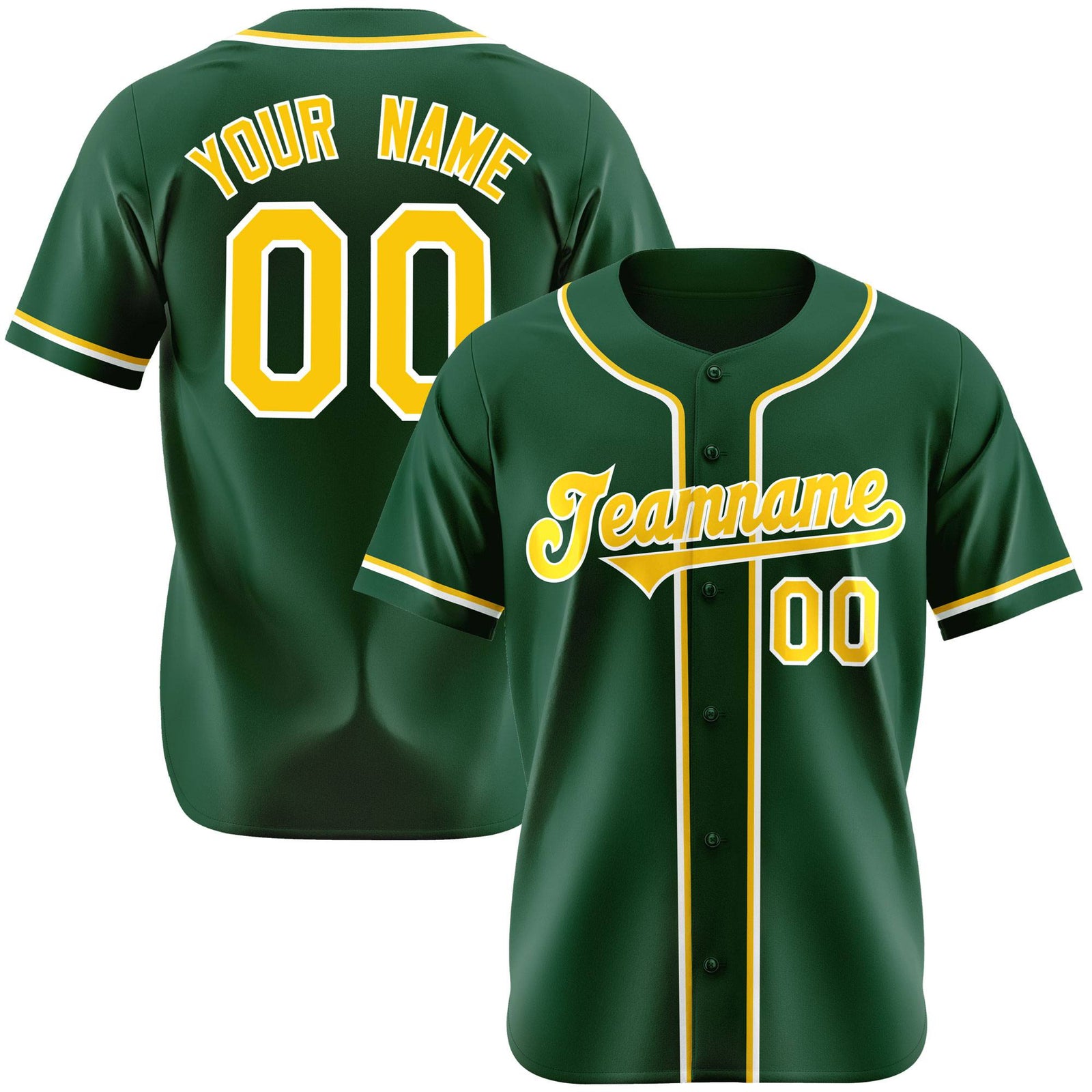 Custom Green Yellow White Authentic Baseball Jersey