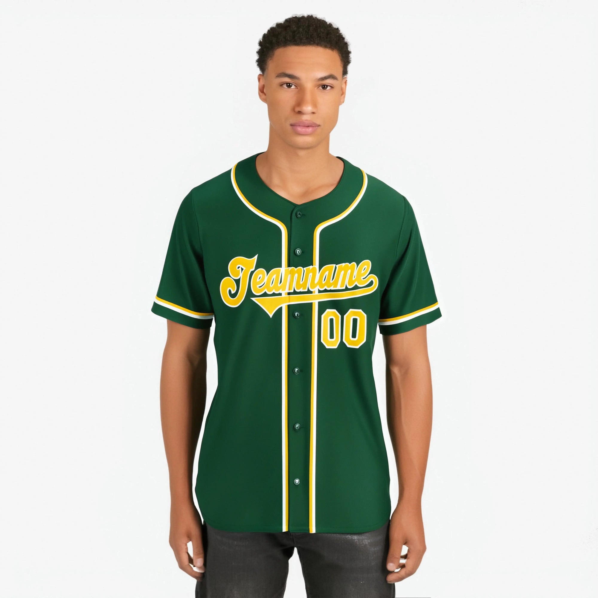 Custom Green Yellow White Authentic Baseball Jersey